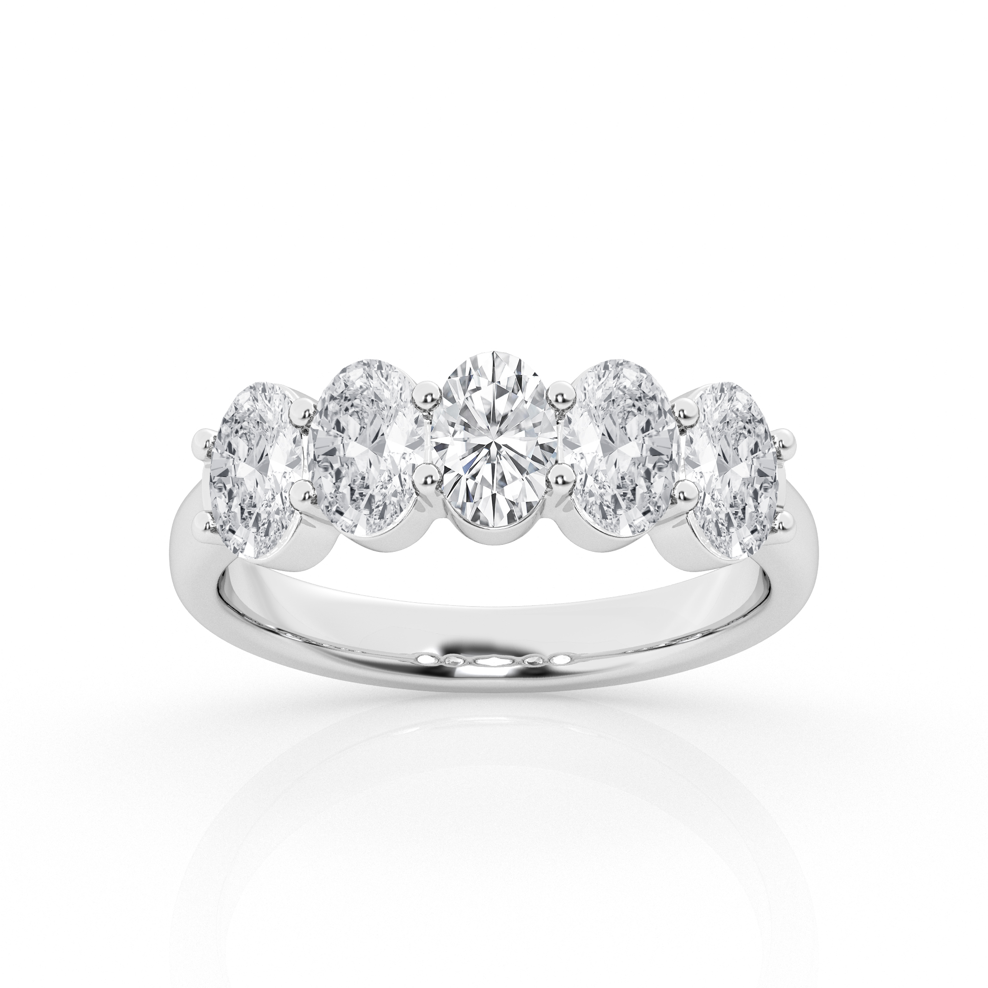 14K Diamond Anniversary Band with 5 Lab Grown Oval Diamonds 2.00 Carat