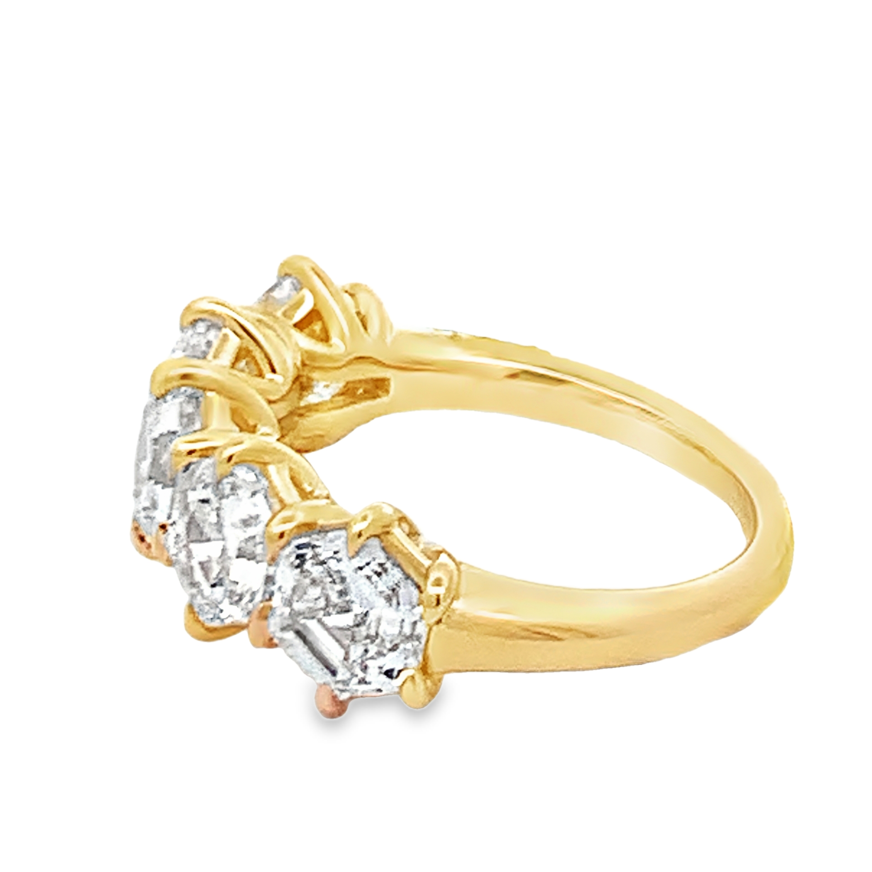 14K Yellow Gold Lab Grown Diamond Anniversary Band with 5 Lab Grown Hexagon Diamonds 5.00 CTW F-G VS Size 7