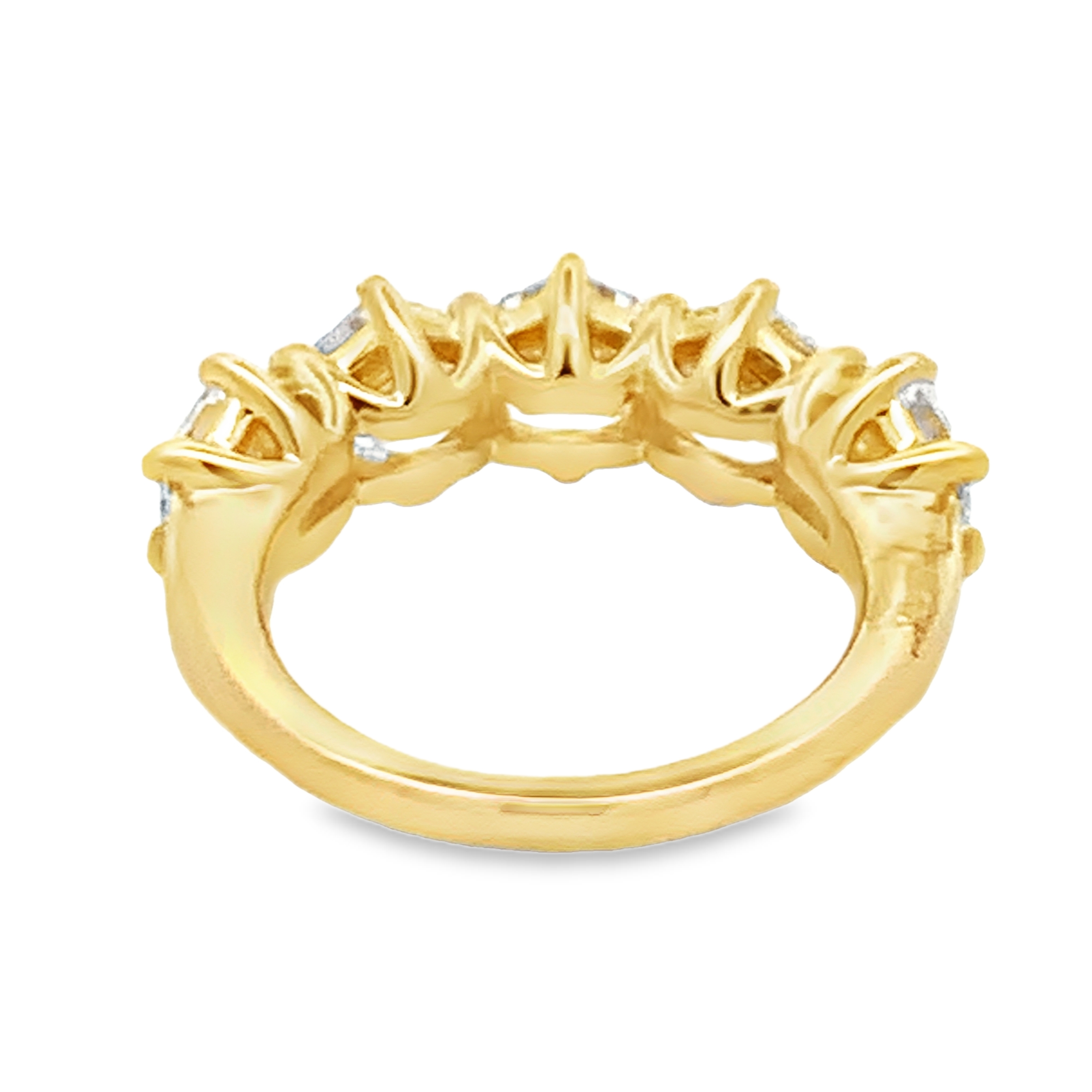 14K Yellow Gold Lab Grown Diamond Anniversary Band with 5 Lab Grown Hexagon Diamonds 5.00 CTW F-G VS Size 7
