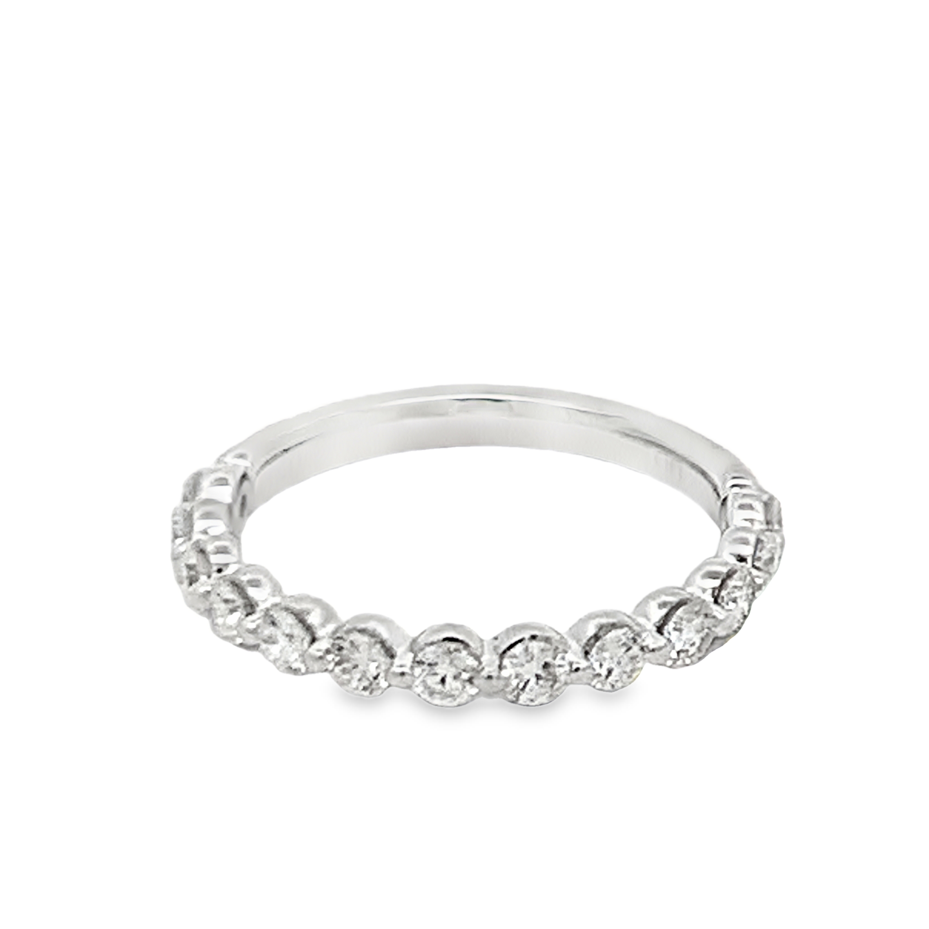 14K White Gold Lab Grown Diamond Anniversary Band with 13 Lab Grown Round Diamonds 0.64 CTW G VS Size 6.75