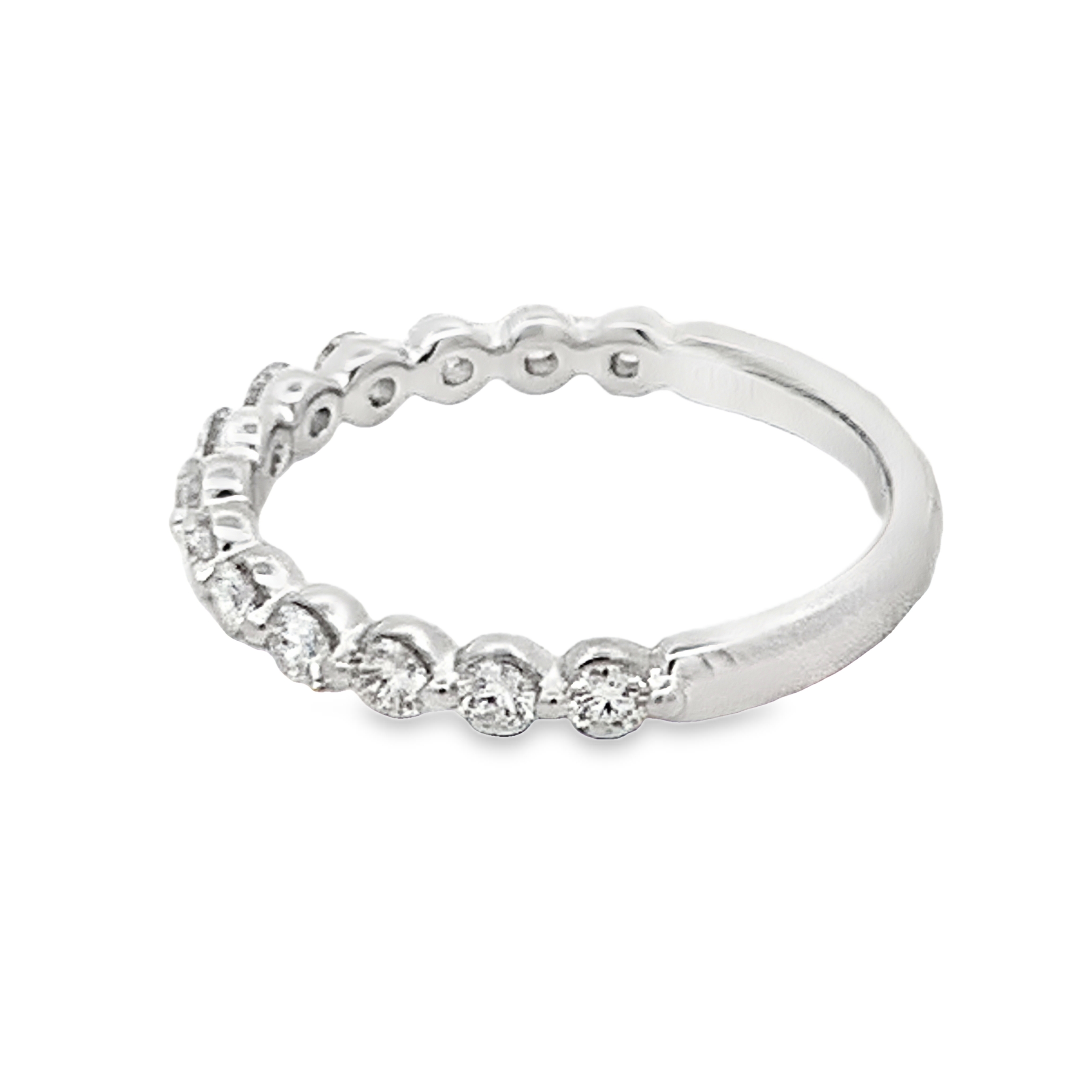 14K White Gold Lab Grown Diamond Anniversary Band with 13 Lab Grown Round Diamonds 0.64 CTW G VS Size 6.75