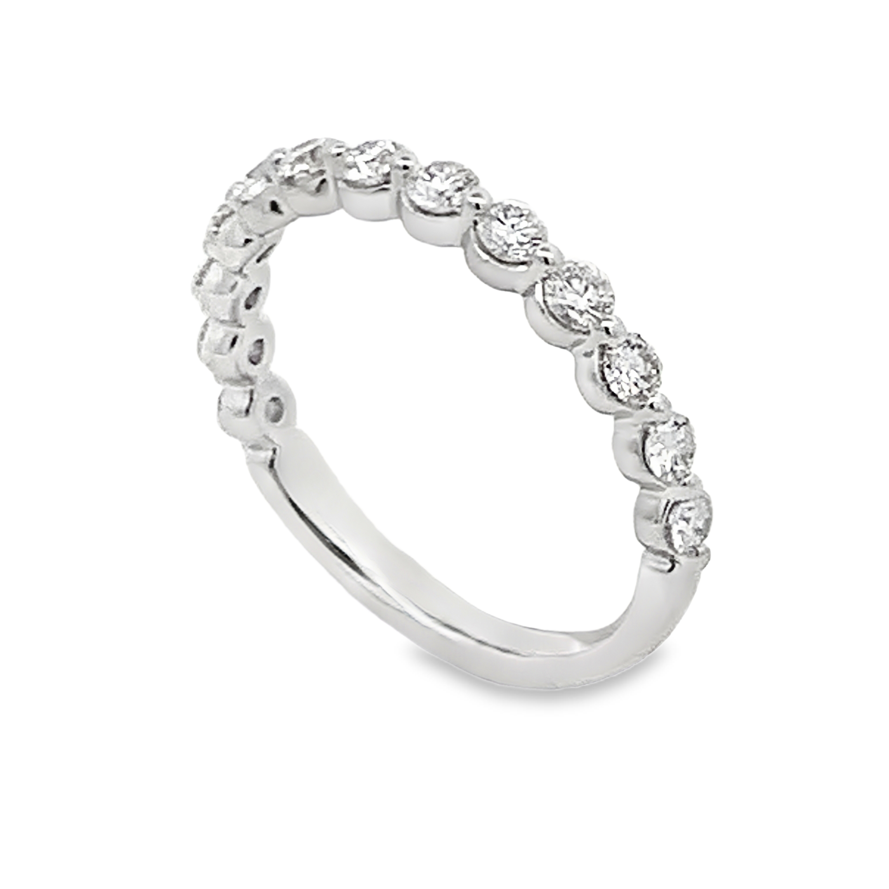 14K White Gold Lab Grown Diamond Anniversary Band with 13 Lab Grown Round Diamonds 0.64 CTW G VS Size 6.75