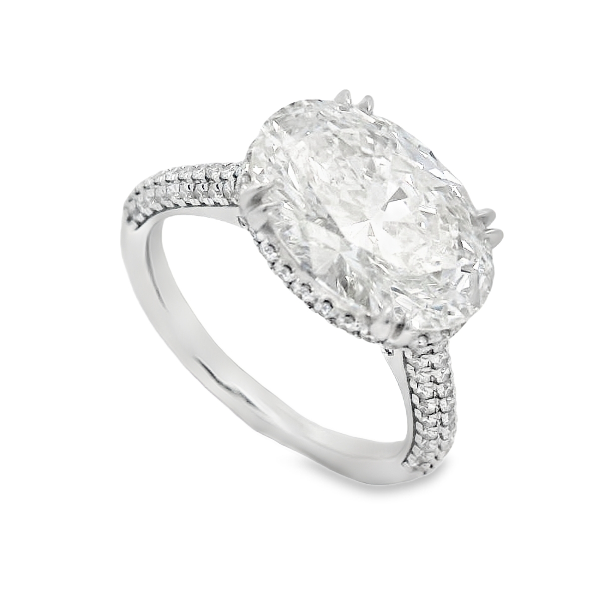 14K White Gold Oval Lab Grown Diamond East-West Engagement Ring
