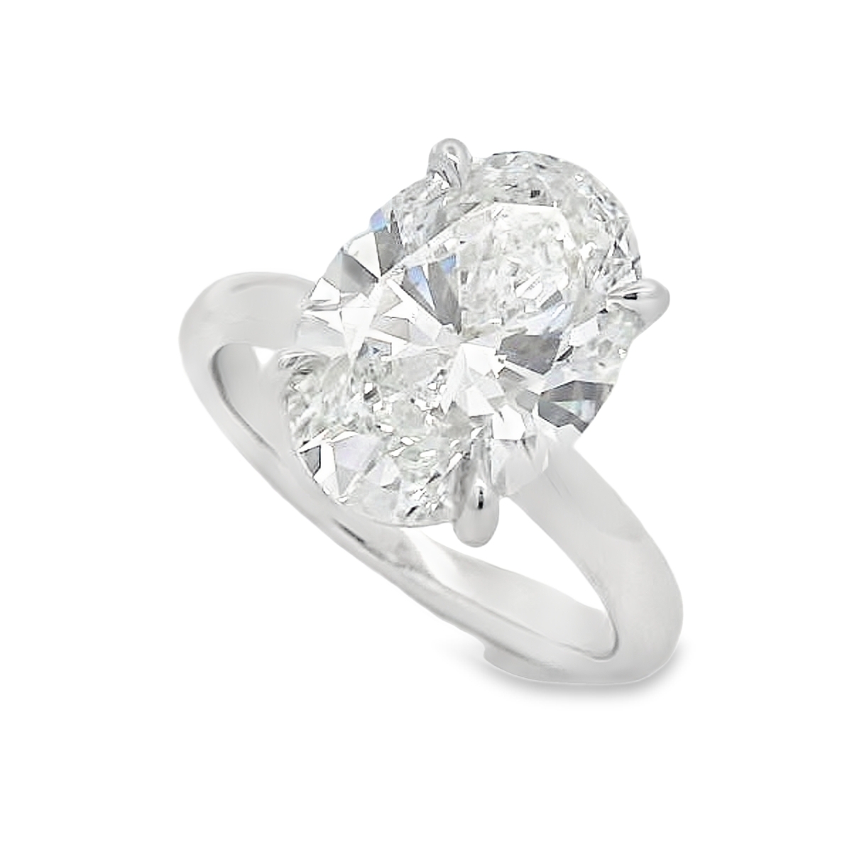 14K White Gold Oval Lab Grown Diamond Solitaire Engagement Ring