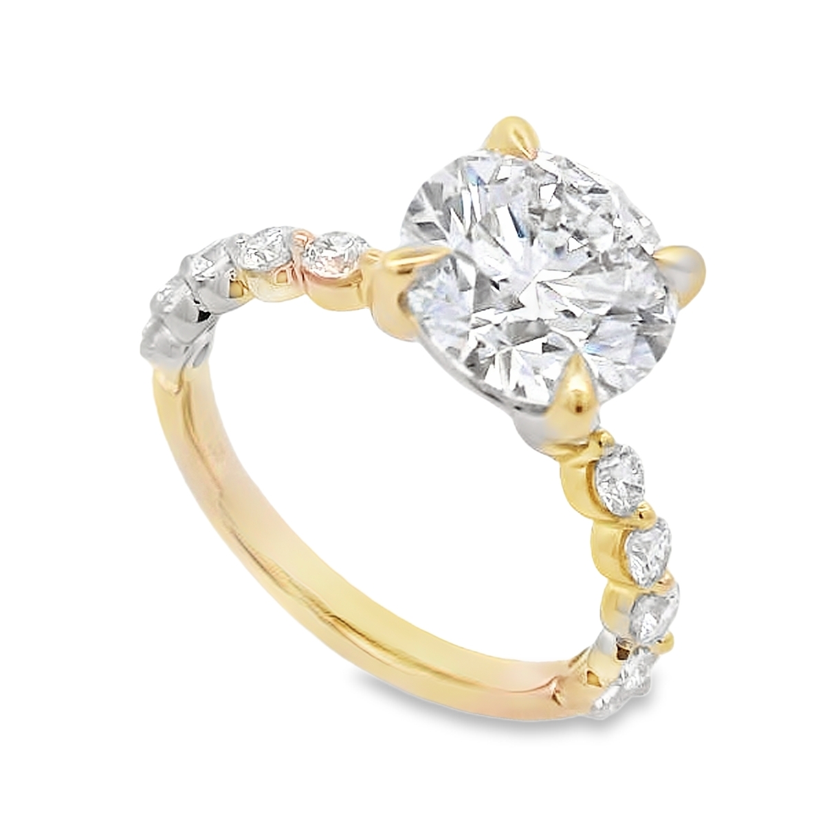 14K Yellow Gold Round Lab Grown Diamond Bubble-Band Engagement Ring