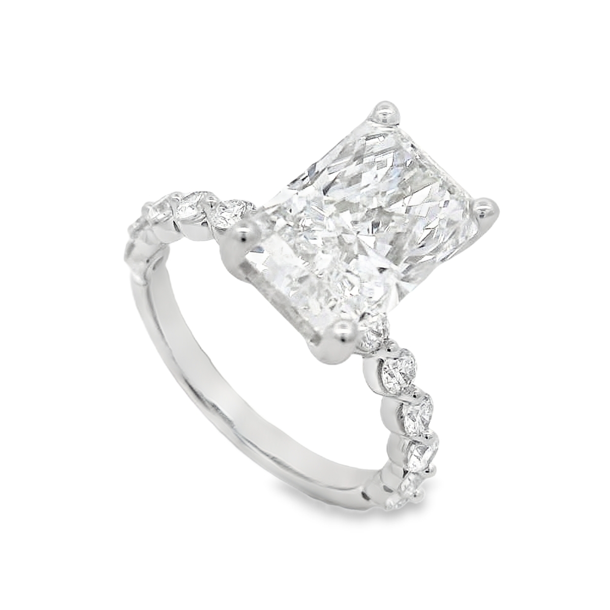 14K White Gold Radiant Lab Grown Diamond Bubble-Band Engagement Ring