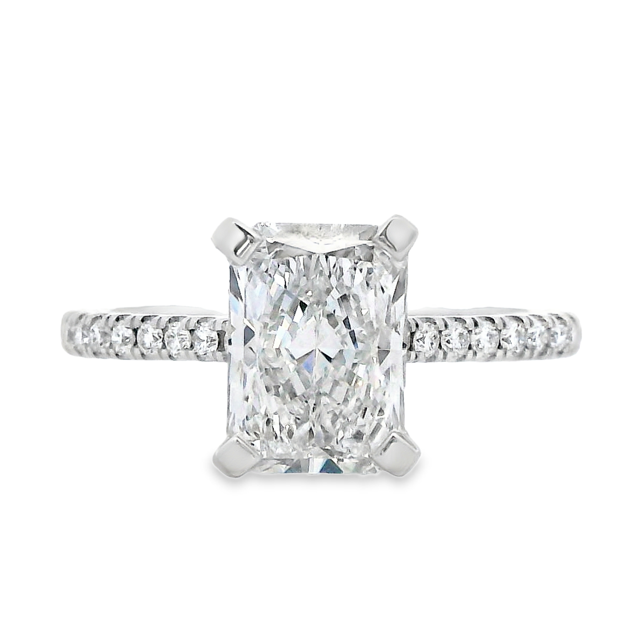14K White Gold Lab Grown Radiant Diamond Engagement Ring