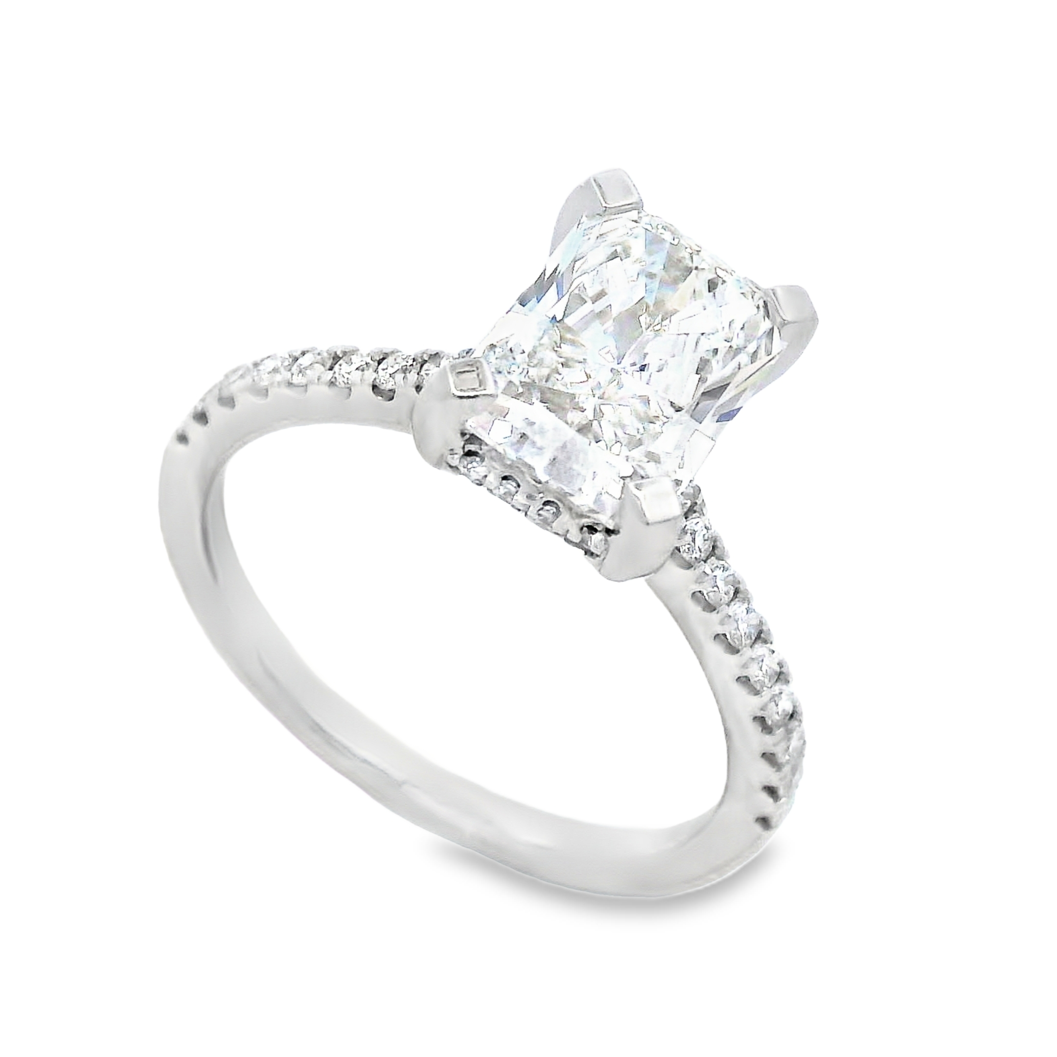 14K White Gold Lab Grown Radiant Diamond Engagement Ring