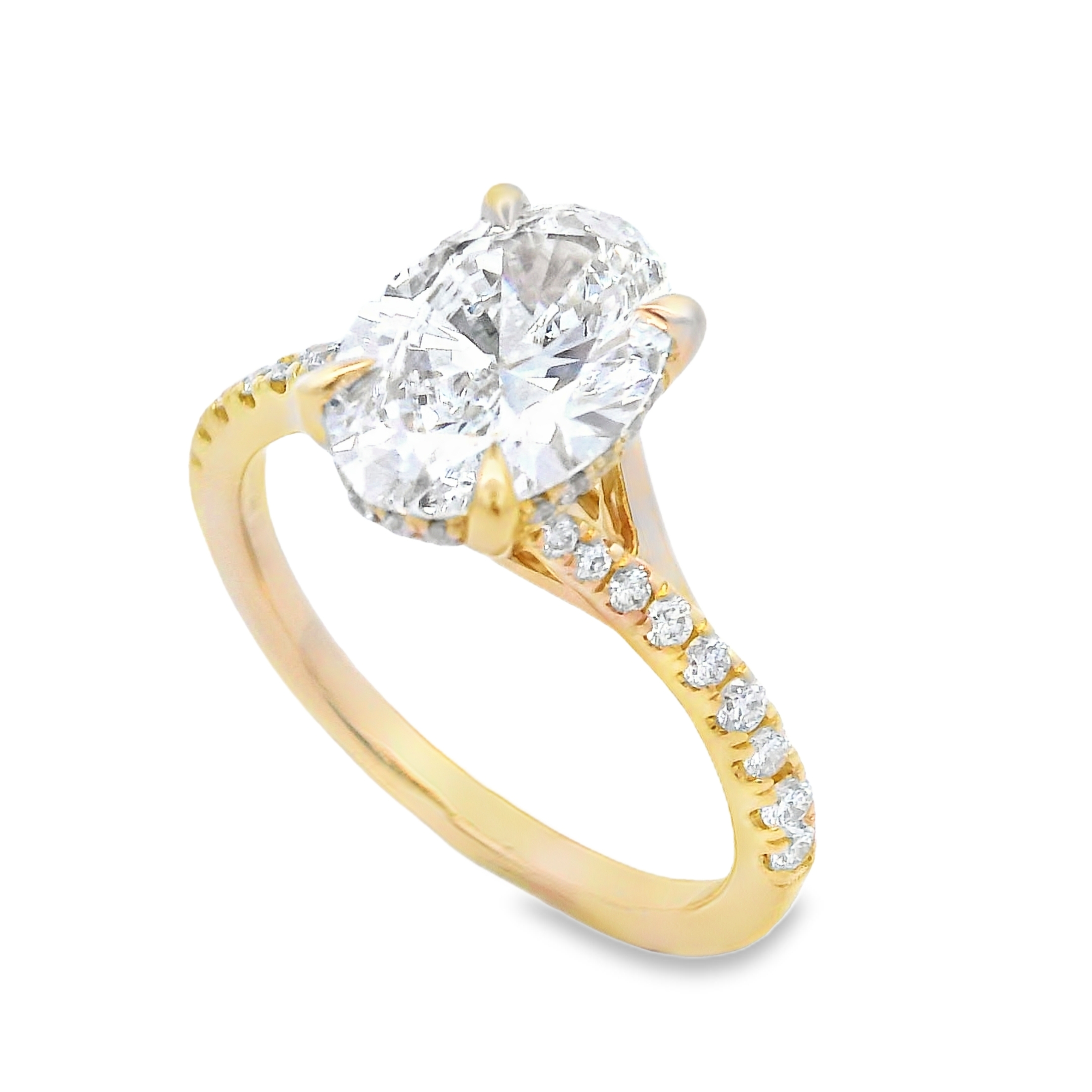 14K Yellow Gold Lab Grown Diamond Split Shank Engagement Ring