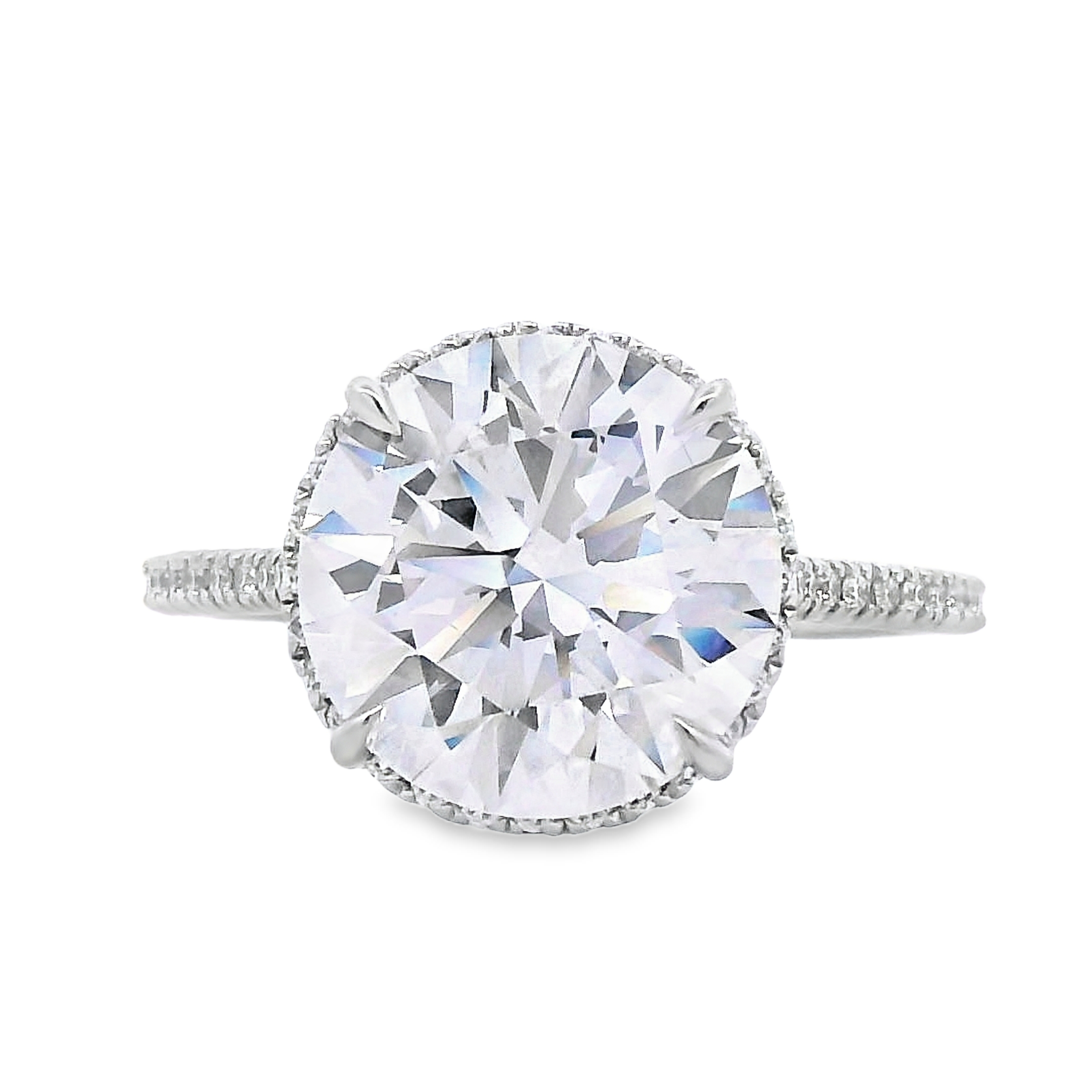 14K White Gold 5-Carat Round Lab Grown Diamond Pave Engagement Ring