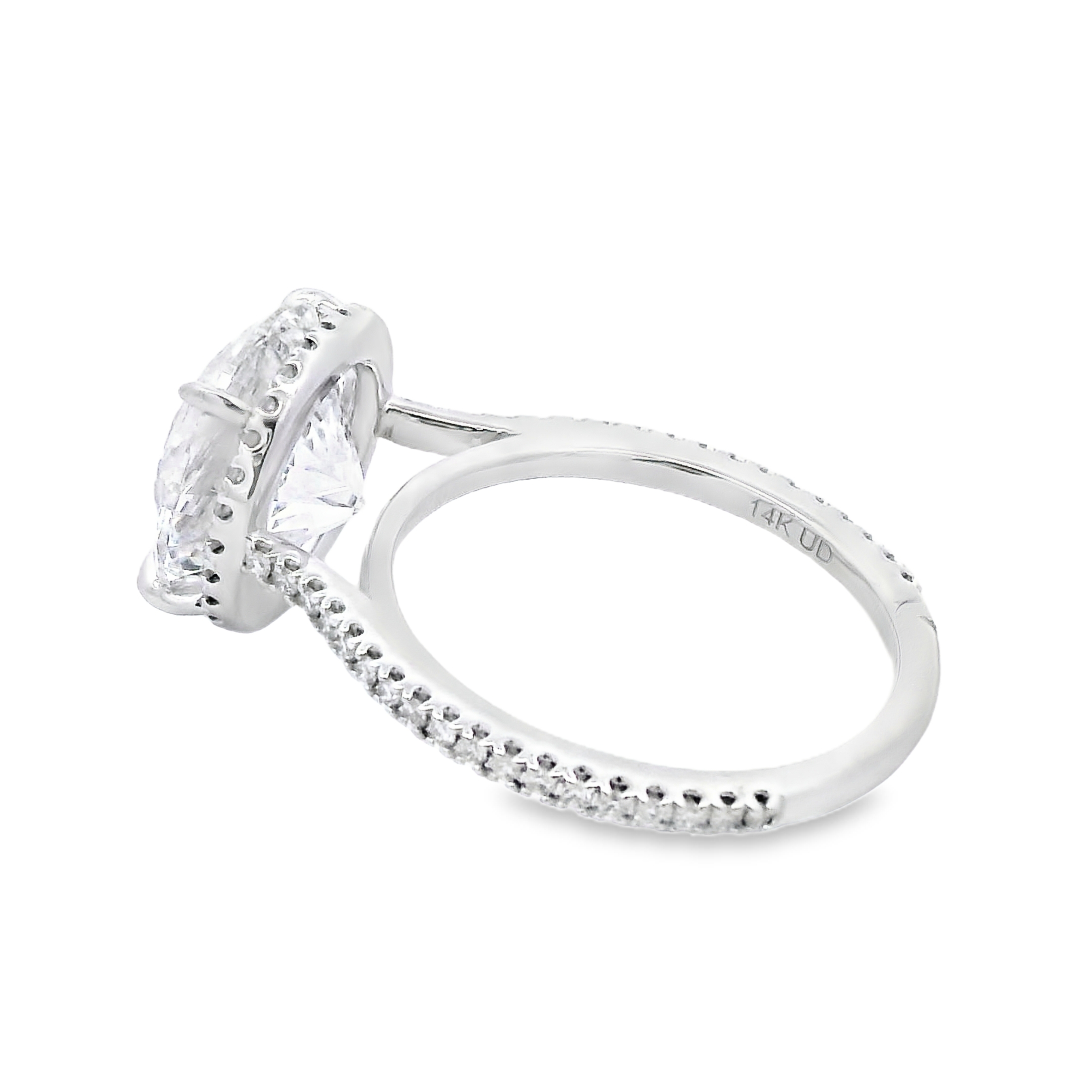 14K White Gold 5-Carat Round Lab Grown Diamond Pave Engagement Ring