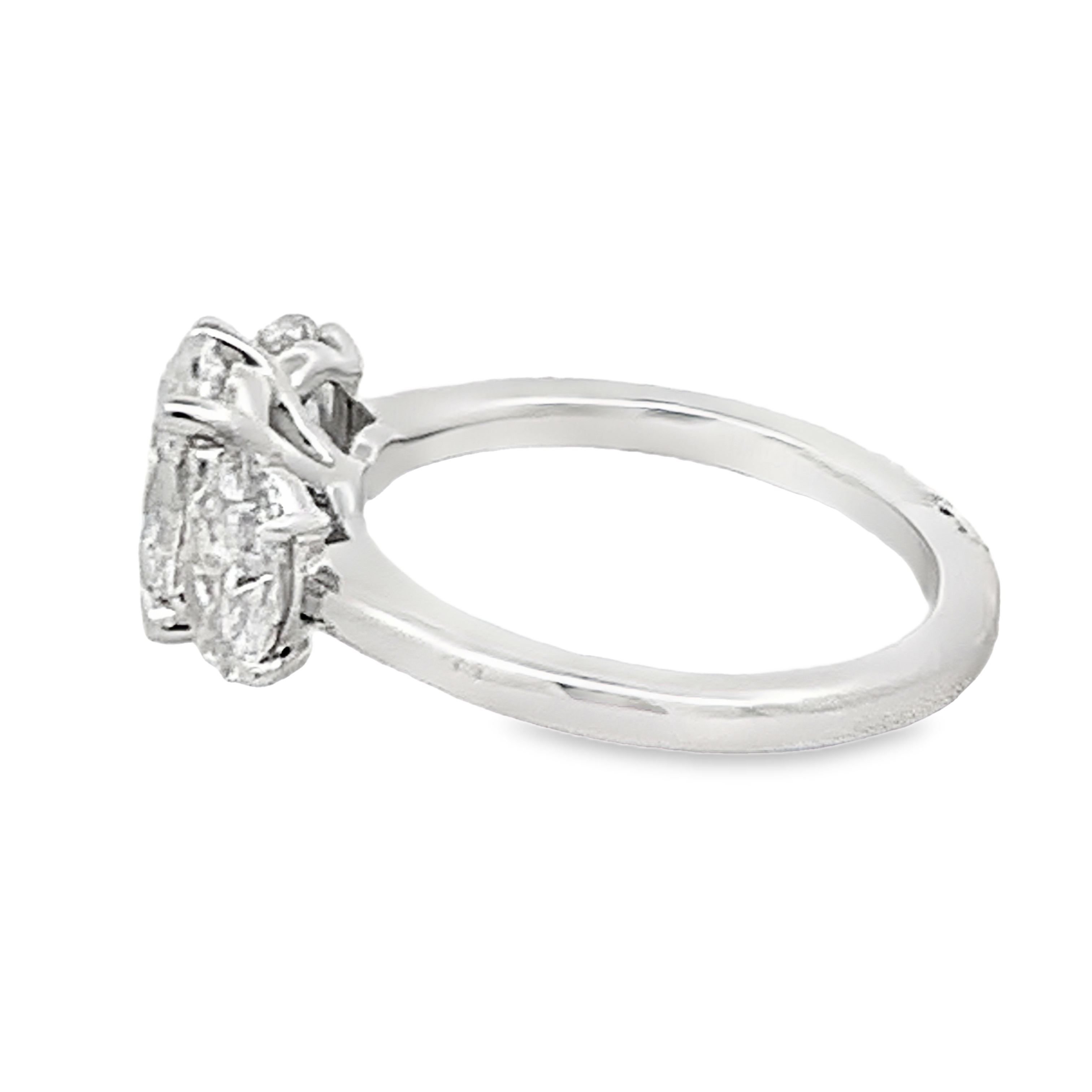 14K White Gold Lab Grown Diamond Engagement Ring with 3 Lab Grown Oval Cut Diamonds 3.00ct (Center Oval 1.5ct) G VS Size 6.75