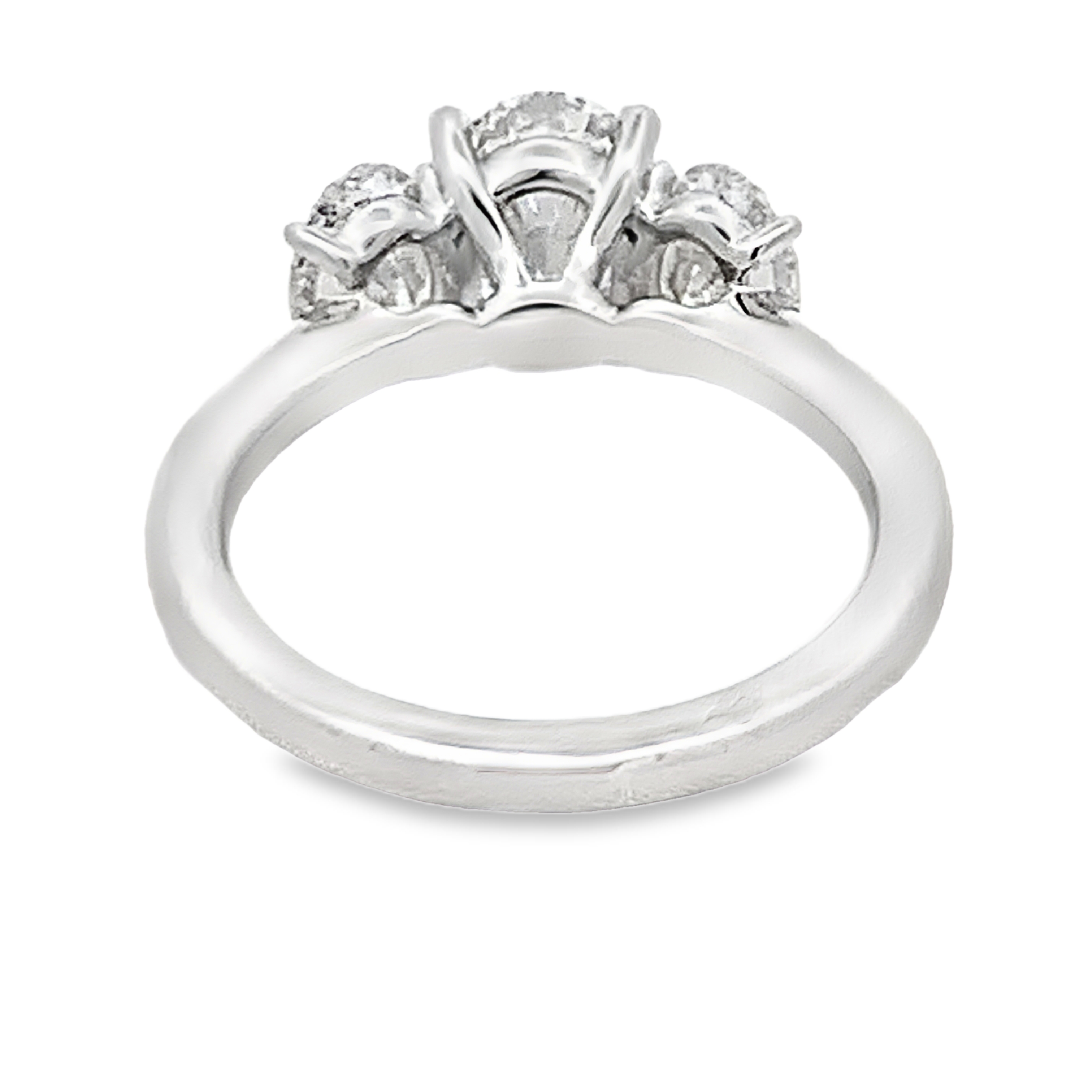 14K White Gold Lab Grown Diamond Engagement Ring with 3 Lab Grown Oval Cut Diamonds 3.00ct (Center Oval 1.5ct) G VS Size 6.75