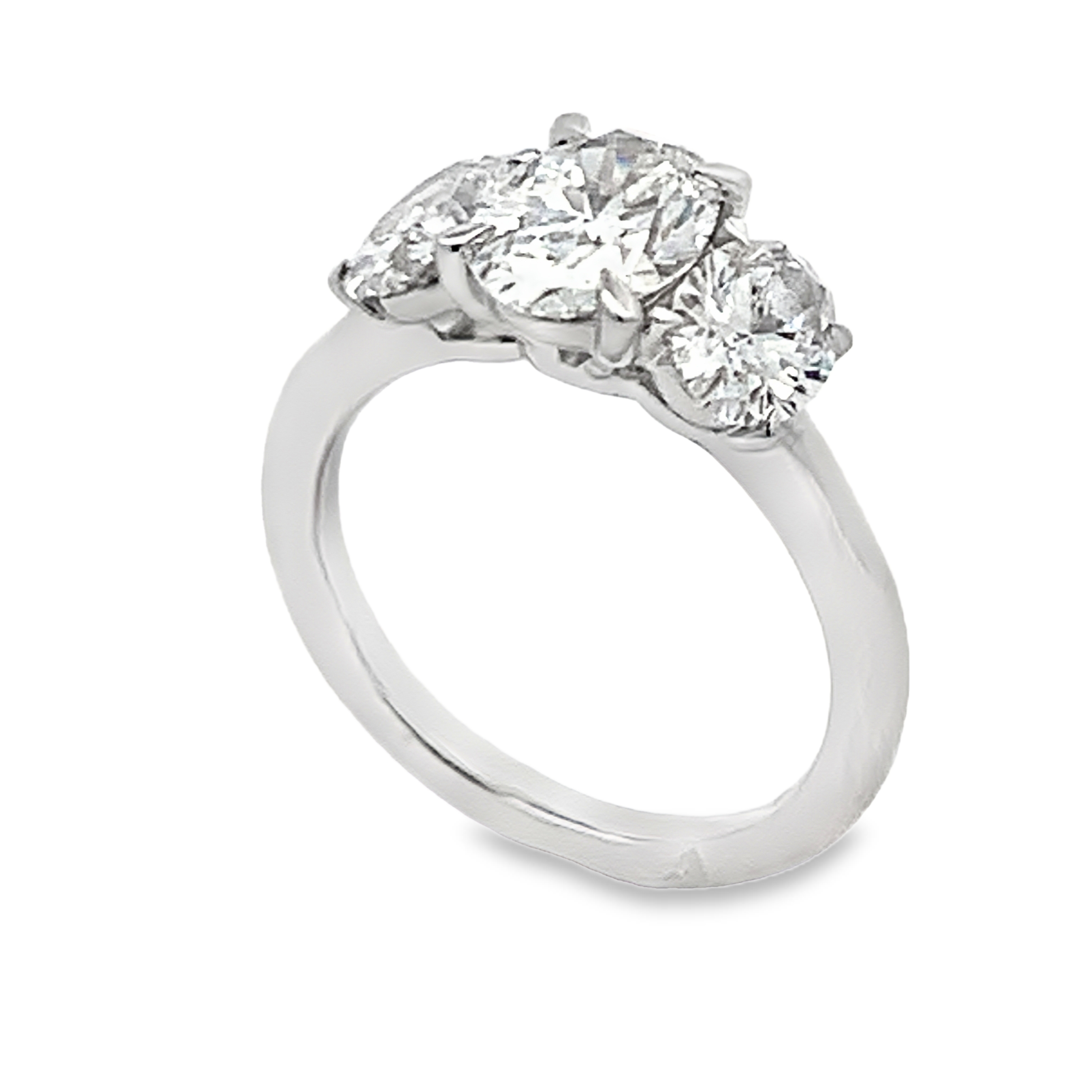 14K White Gold Lab Grown Diamond Engagement Ring with 3 Lab Grown Oval Cut Diamonds 3.00ct (Center Oval 1.5ct) G VS Size 6.75