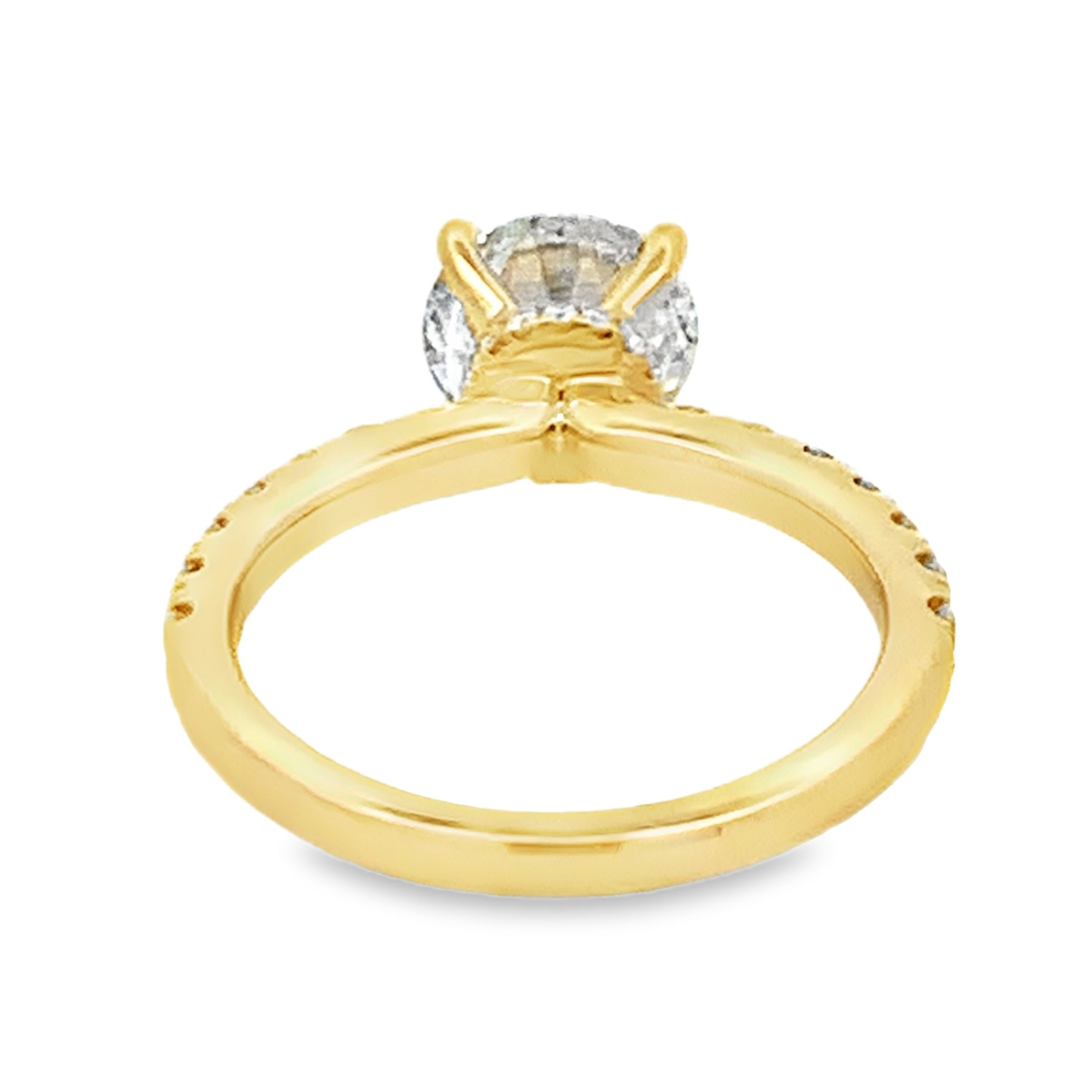 14K Yellow Gold Lab Grown Diamond Engagement Ring with 1 Lab Grown Round Center Diamond 2.00ct G VS and 30 Lab Grown Round Cut Diamonds 0.50ct G VS Size 7