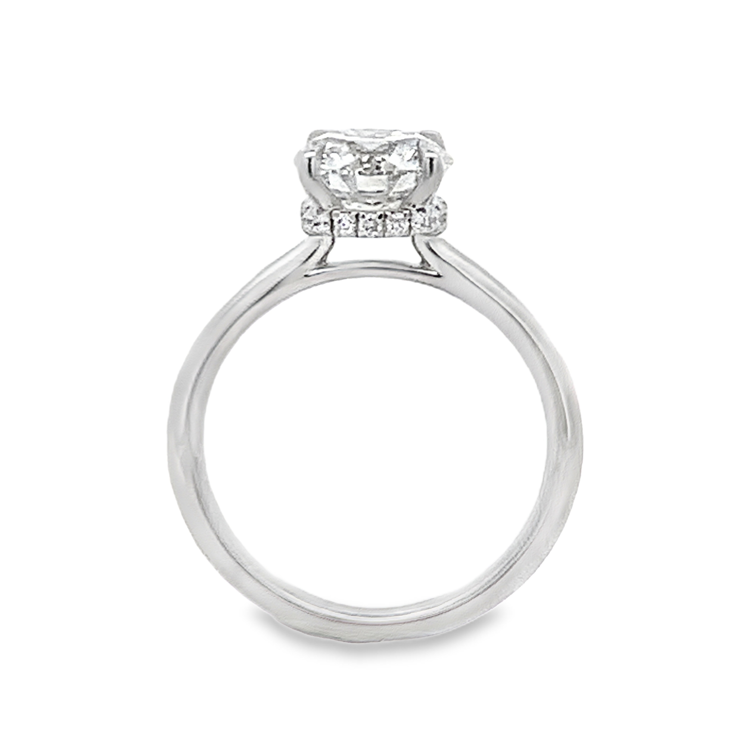 14K White Gold Lab Grown Diamond Engagement Ring with 1 Lab Grown Round Diamond 2.00ct G VS and 17 Round Diamonds 0.10ct G VS Size 7