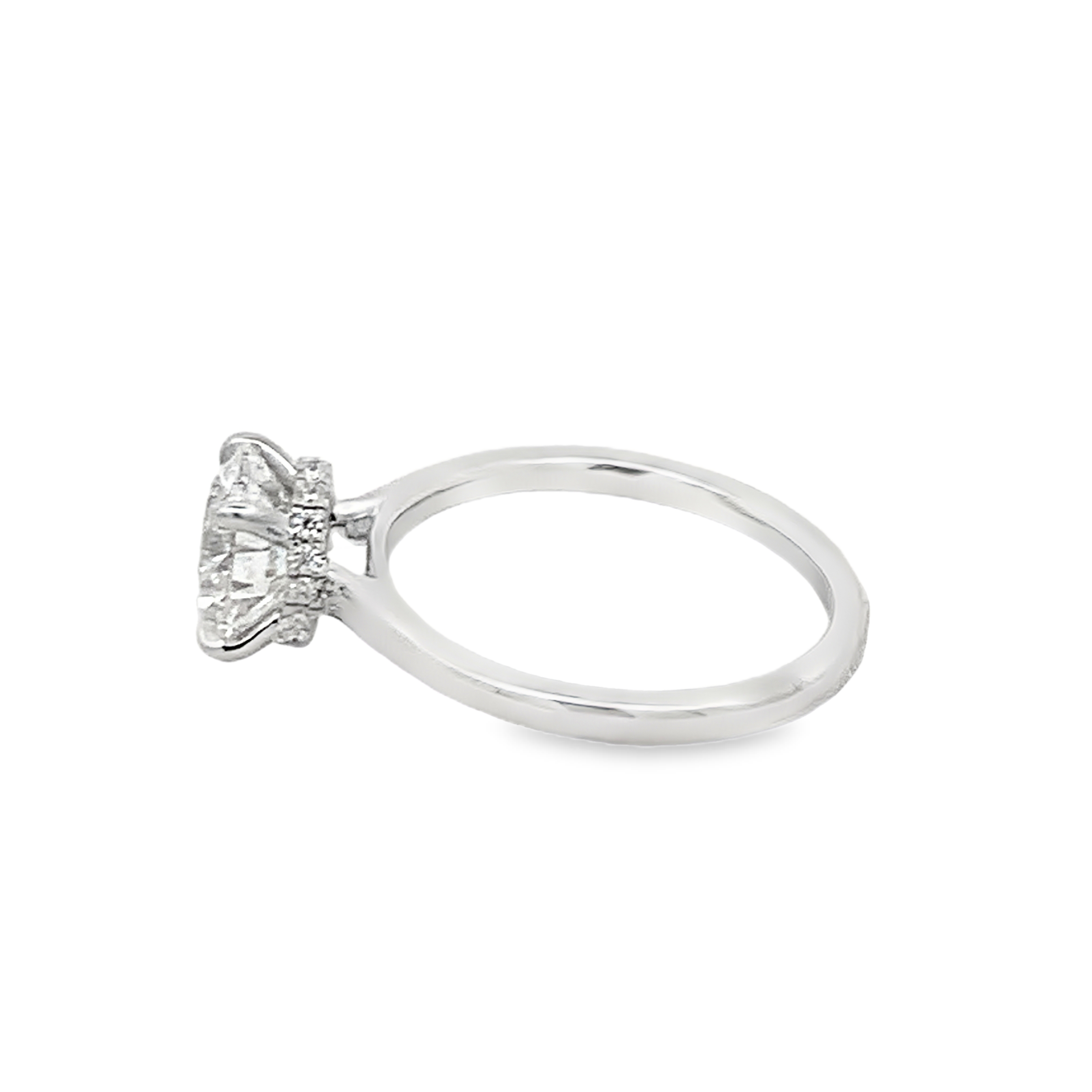 14K White Gold Lab Grown Diamond Engagement Ring with 1 Lab Grown Round Diamond 2.00ct G VS and 17 Round Diamonds 0.10ct G VS Size 7