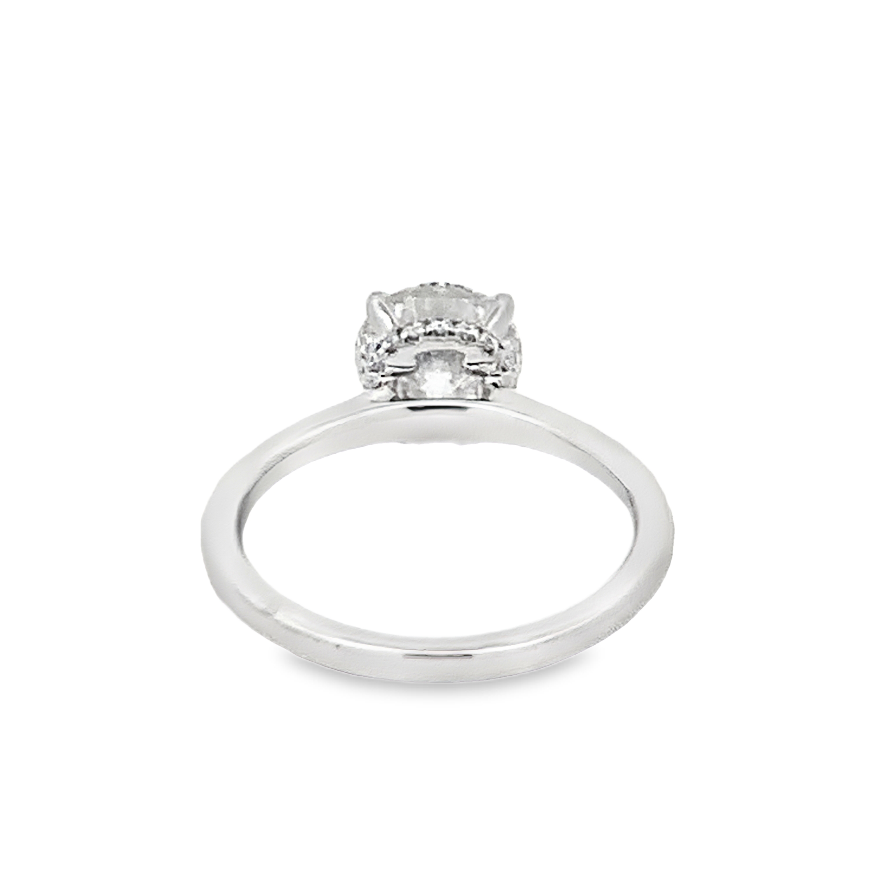 14K White Gold Lab Grown Diamond Engagement Ring with 1 Lab Grown Round Diamond 2.00ct G VS and 17 Round Diamonds 0.10ct G VS Size 7
