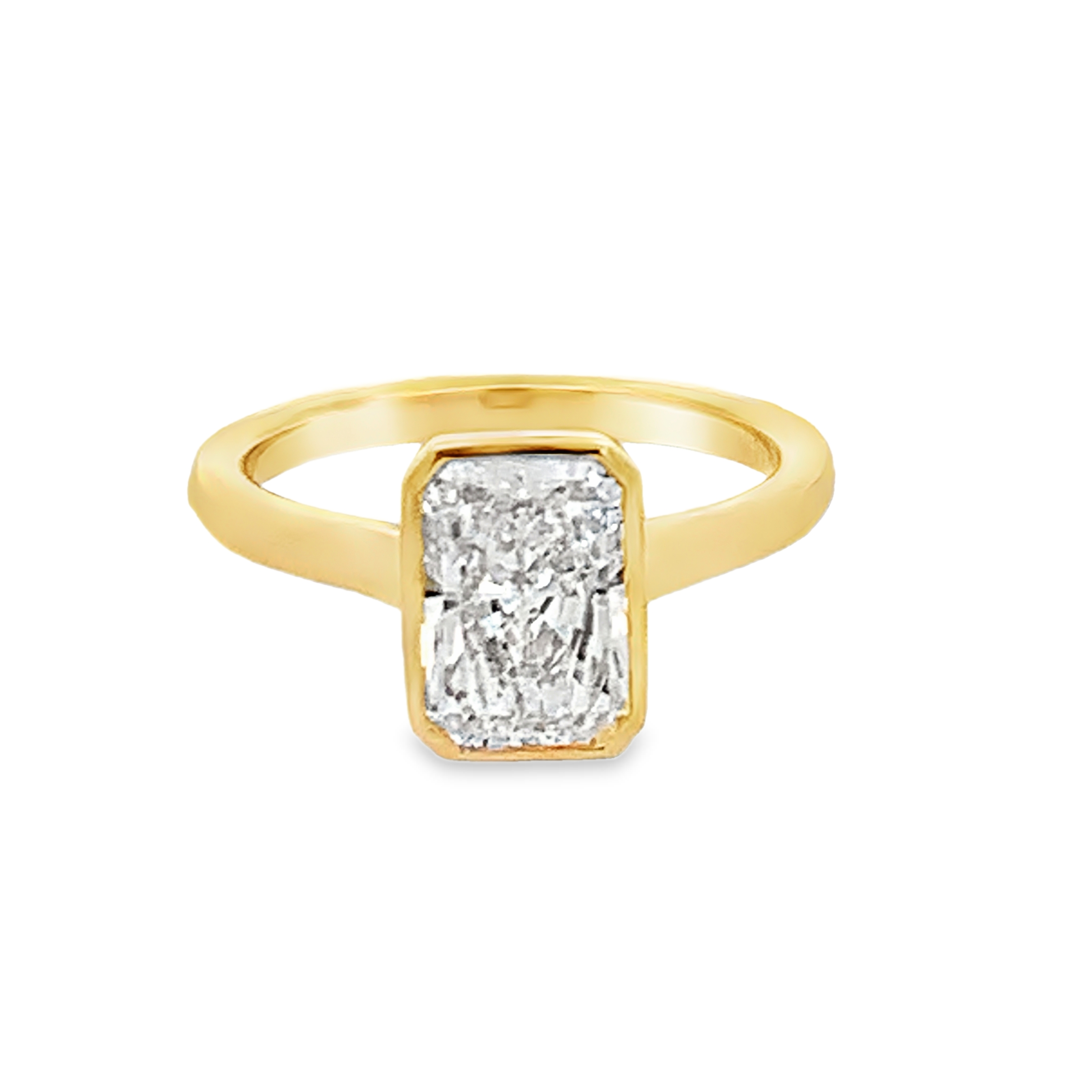 14K Yellow Gold Lab Grown Diamond Engagement Ring with 1 Lab Grown Radiant Diamond 2.00ct G VS Size 7
