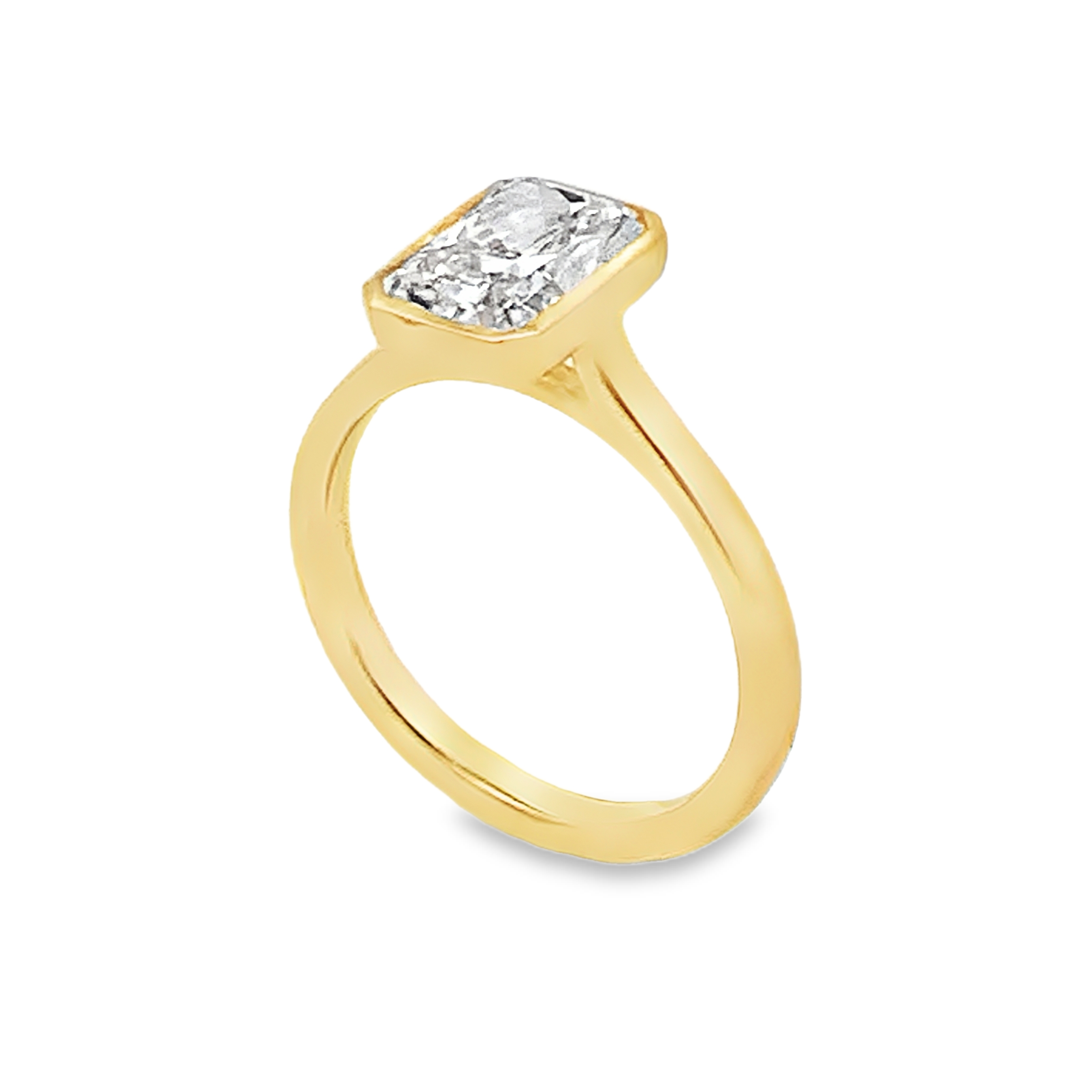 14K Yellow Gold Lab Grown Diamond Engagement Ring with 1 Lab Grown Radiant Diamond 2.00ct G VS Size 7