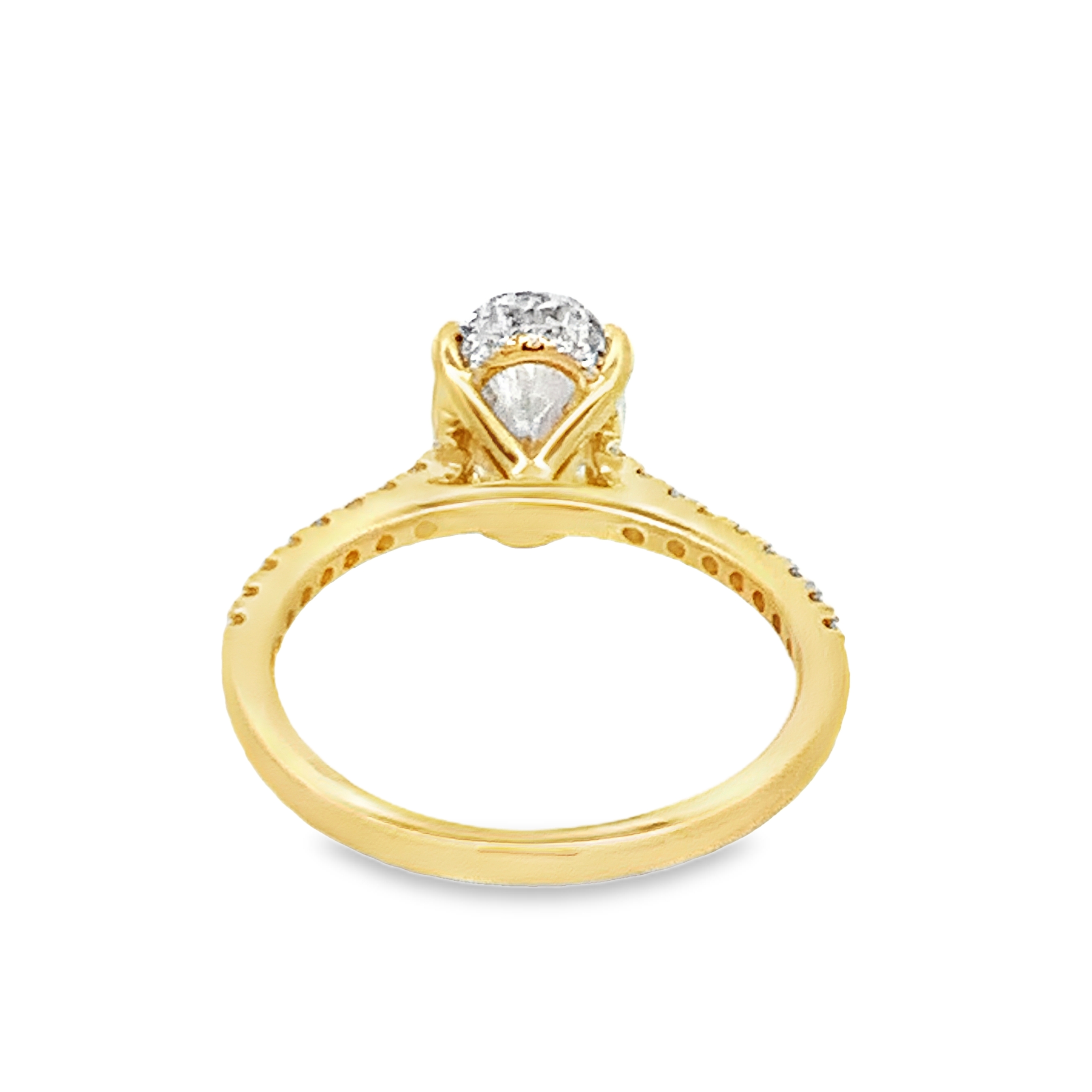14K Yellow Gold Lab Grown Diamond Engagement Ring and Wedding Band with 1 Lab Grown Oval Center Diamond 2.00ct G VS and 55 Round Diamonds 0.52ct G VS Size 7