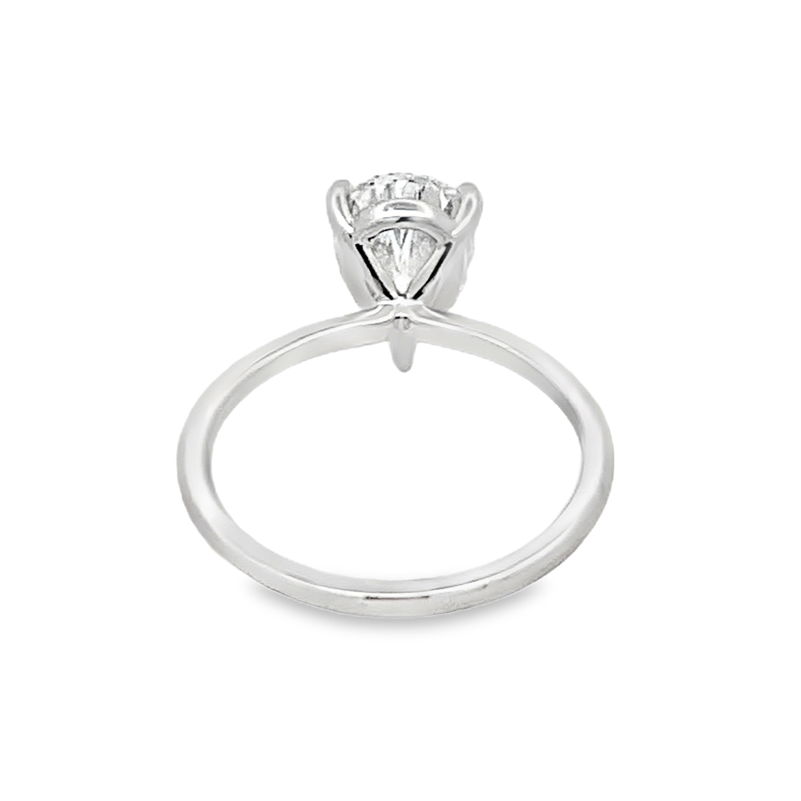 14K White Gold Lab Grown Diamond Engagement Ring with 1 Lab Grown Pear Cut Diamond 2.13ct E VS1 IGI Report #LG622475133 Size 7