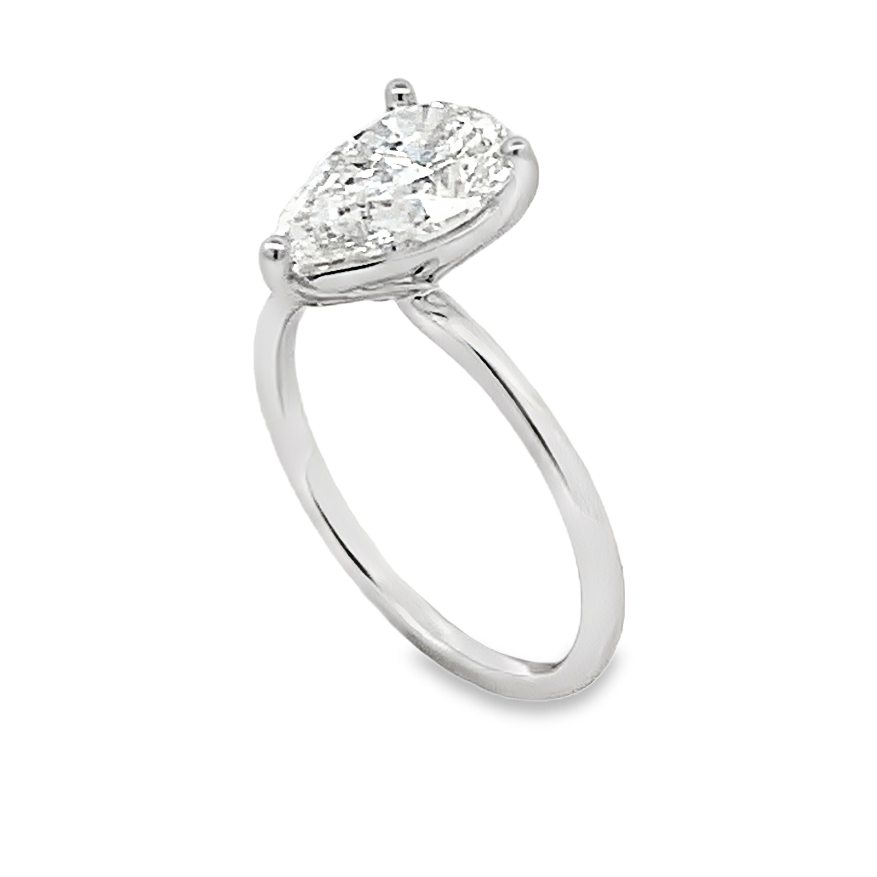 14K White Gold Lab Grown Diamond Engagement Ring with 1 Lab Grown Pear Cut Diamond 2.13ct E VS1 IGI Report #LG622475133 Size 7