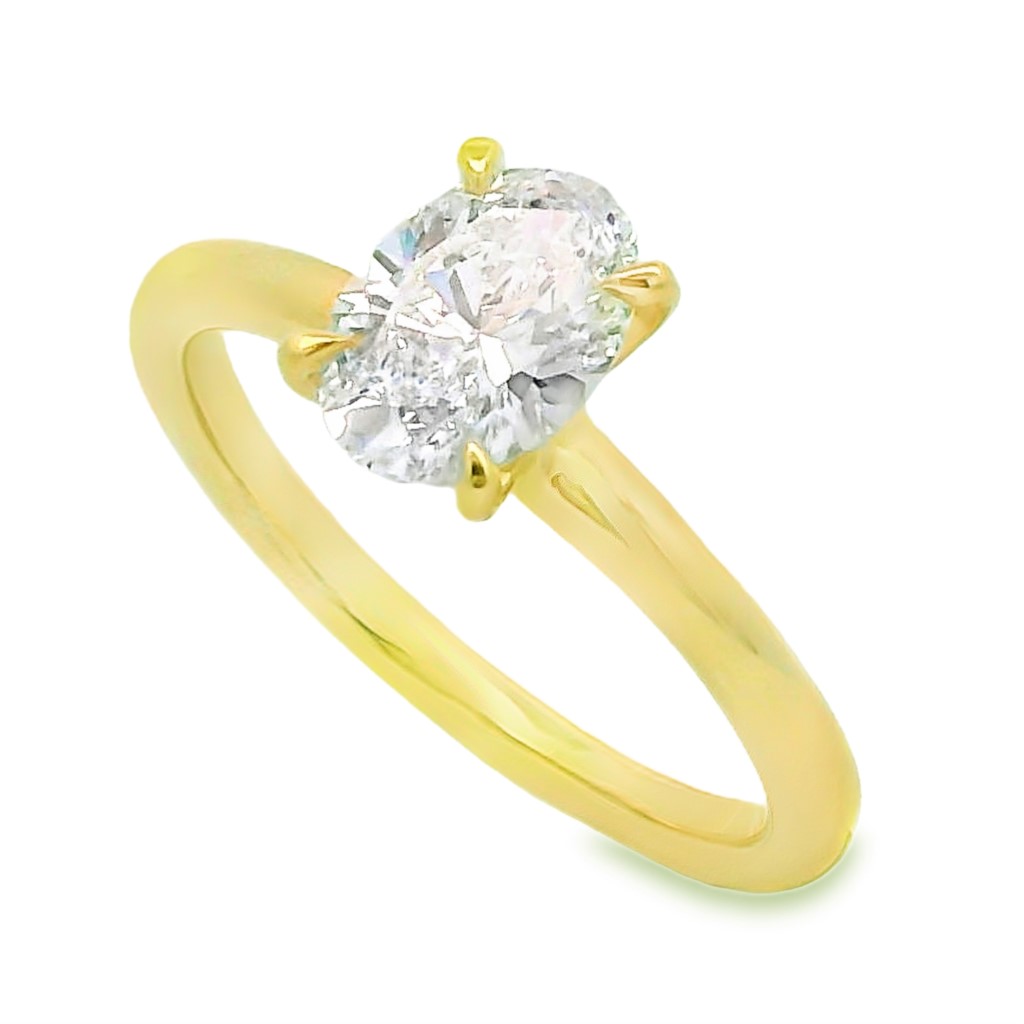 14K Yellow Gold Oval Lab Grown Diamond Solitaire Engagement Ring