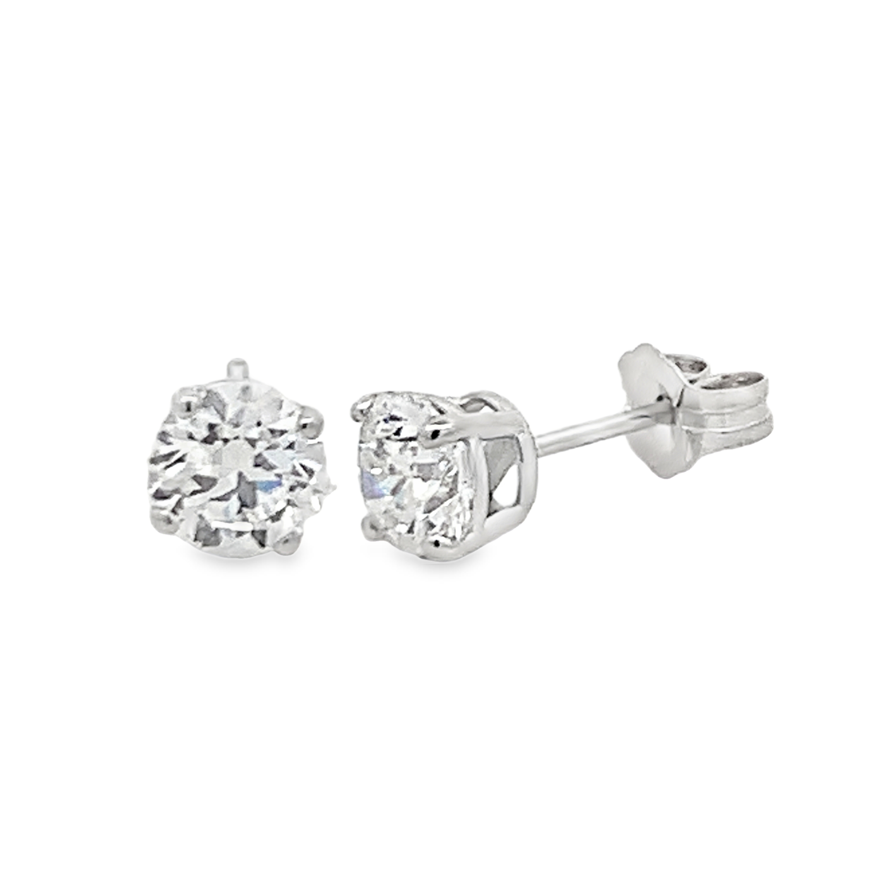 14K Lab Grown 4-Prong Diamond Stud Earrings 1.50ct
