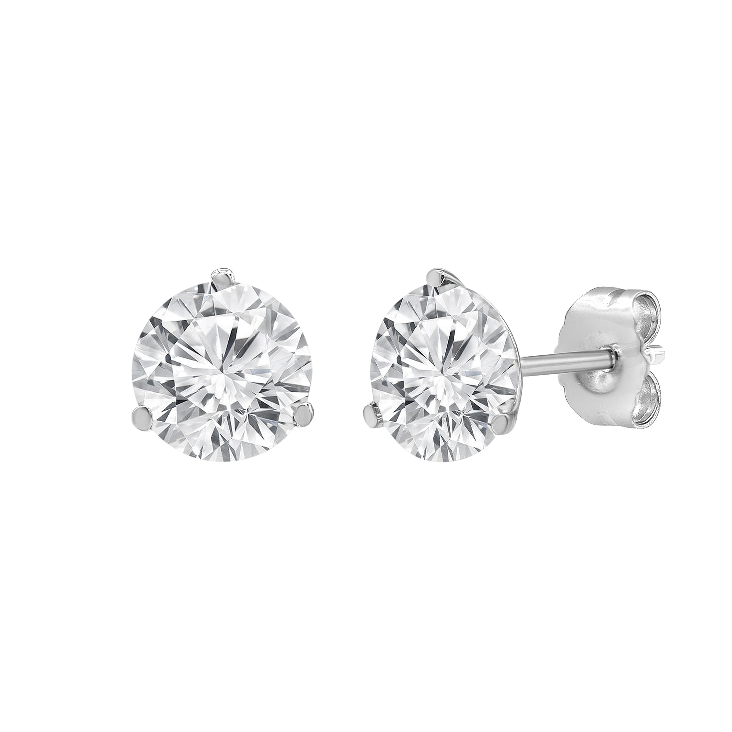 14K Lab Grown Diamond 3-Prong Martini Stud Earrings 4.00ct