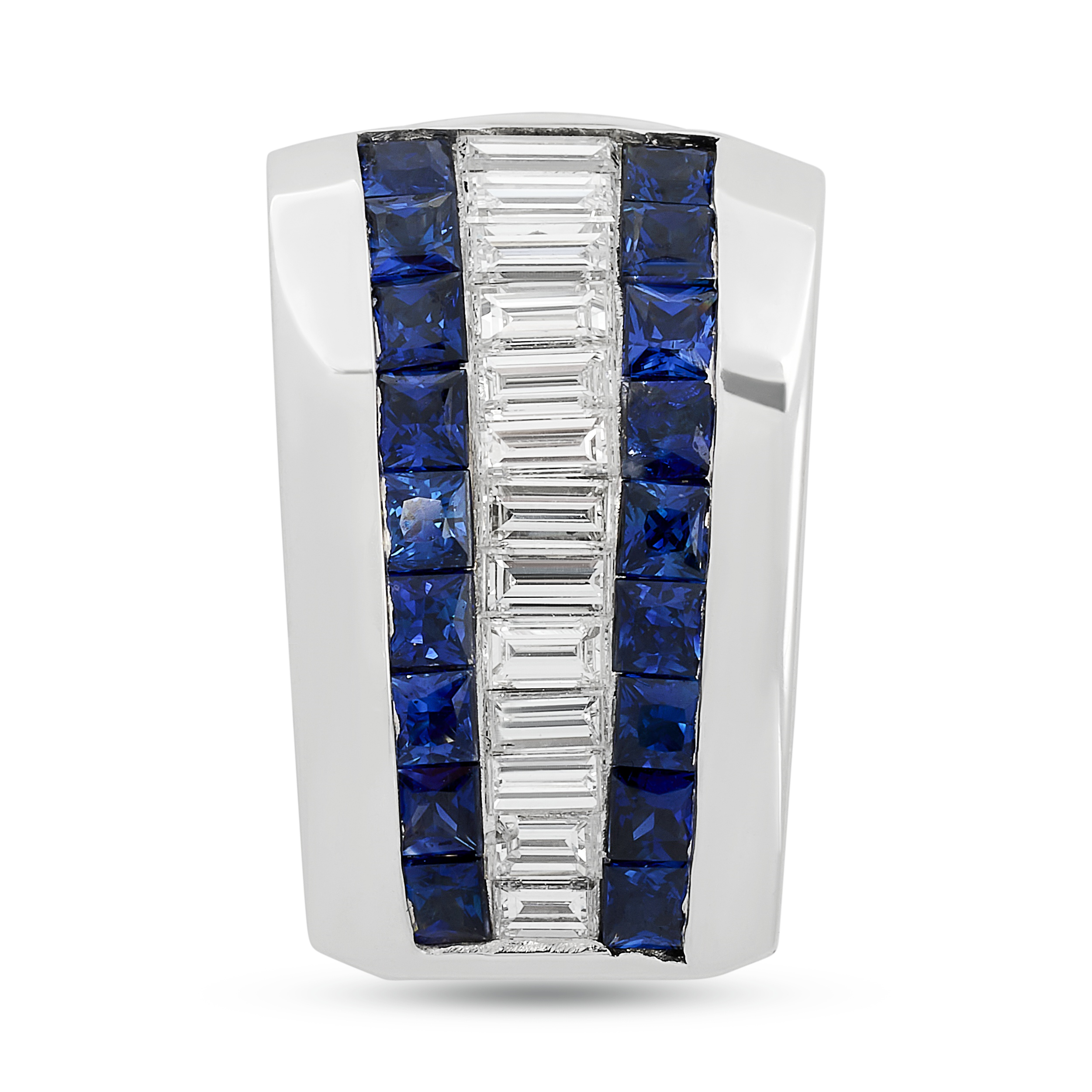 Estate 18K White Gold Sapphire and Diamond Slide Pendant