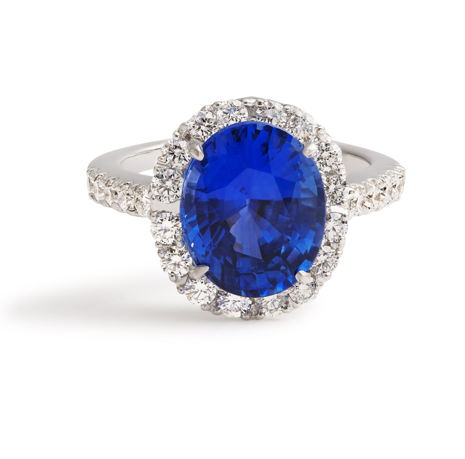 Estate Platinum Sri Lanka Sapphire and Diamond Halo Style Ring