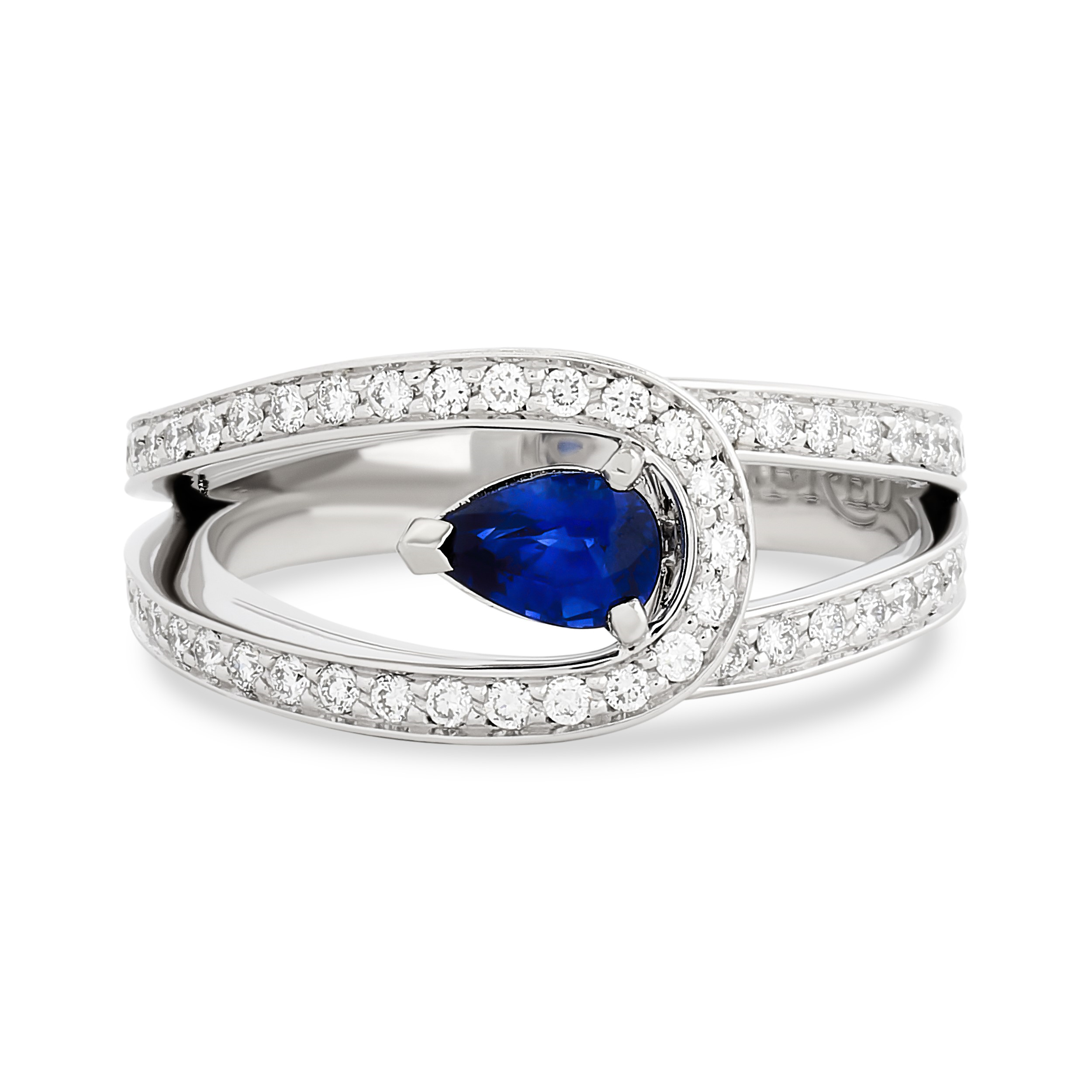 Estate Fred Of Paris Platinum Sapphire and Diamond Lovelight Ring