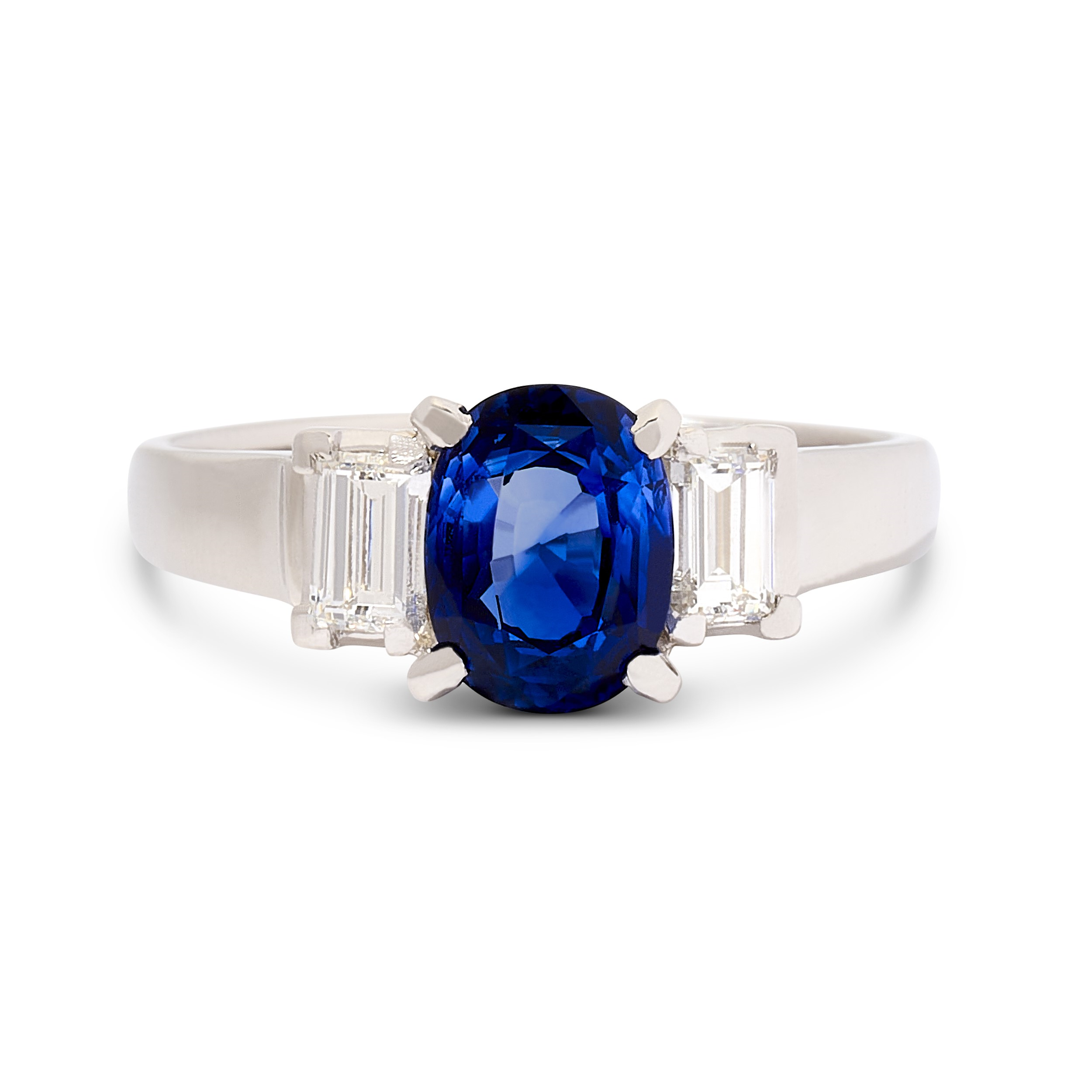Estate Platinum Sapphire & Diamond 3-Stone Ring