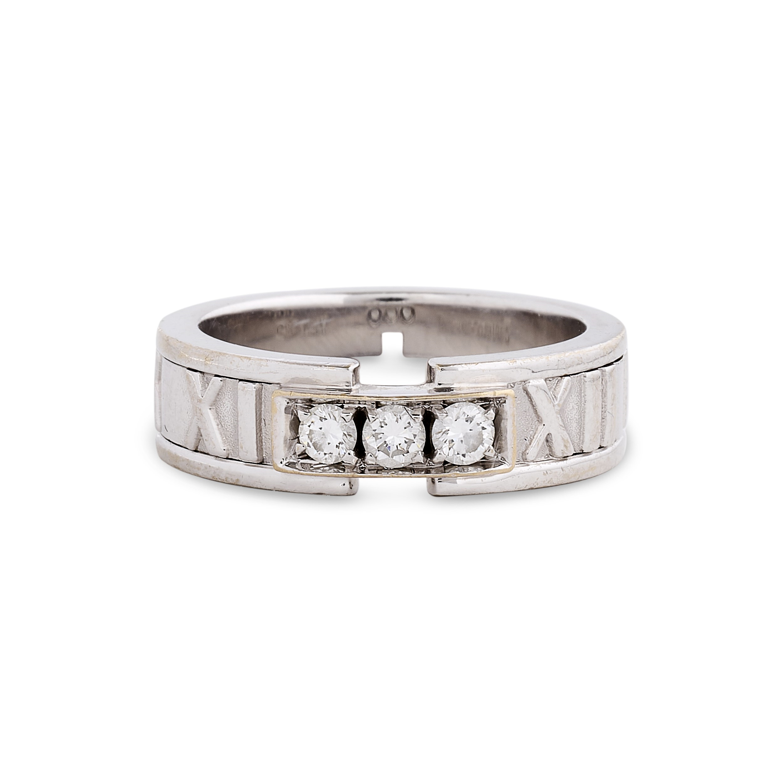 Estate Tiffany & Co. 18K White Gold Atlas Diamond 5.5mm Wide Band