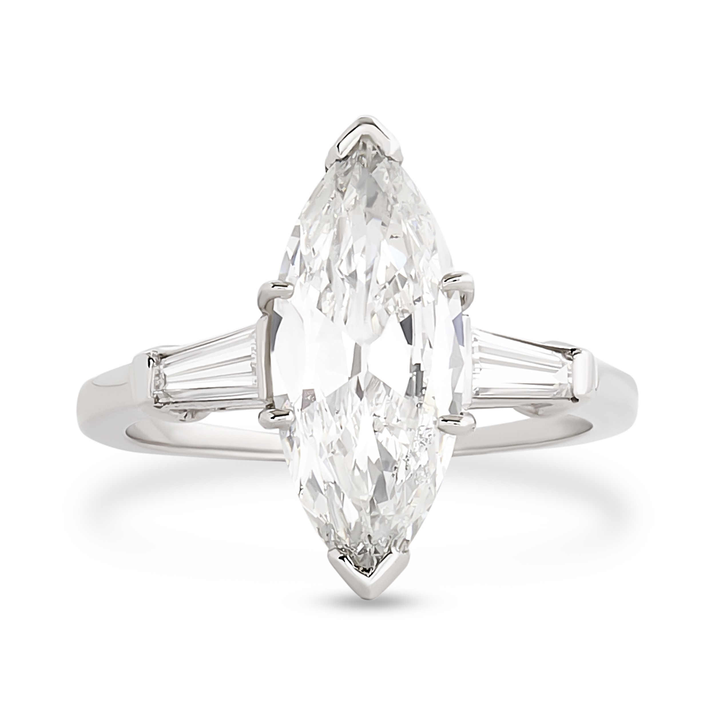 Estate Platinum Marquise Diamond Three-Stone Engagement Ring