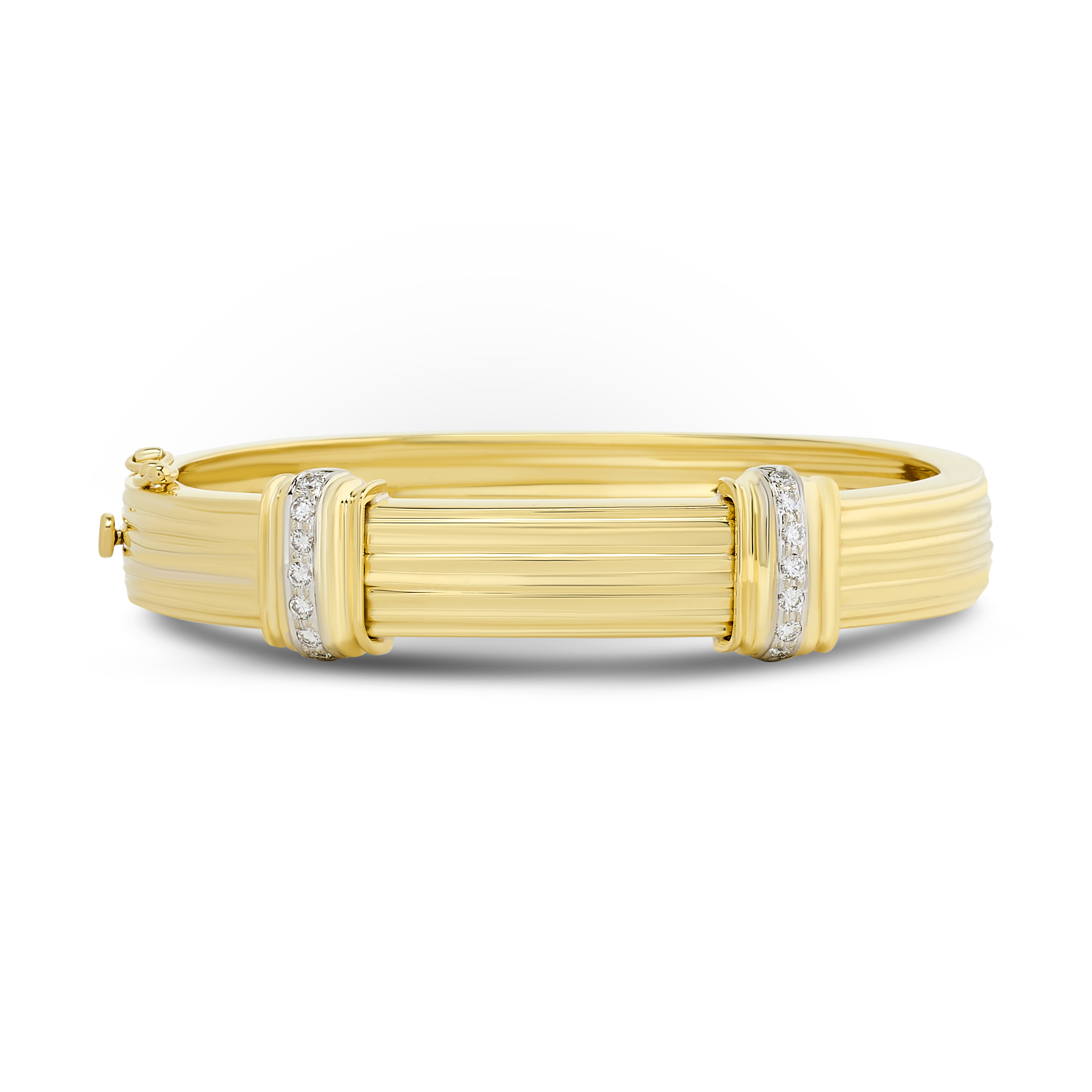 Estate 18K Yellow Gold Diamond Hinged Bangle