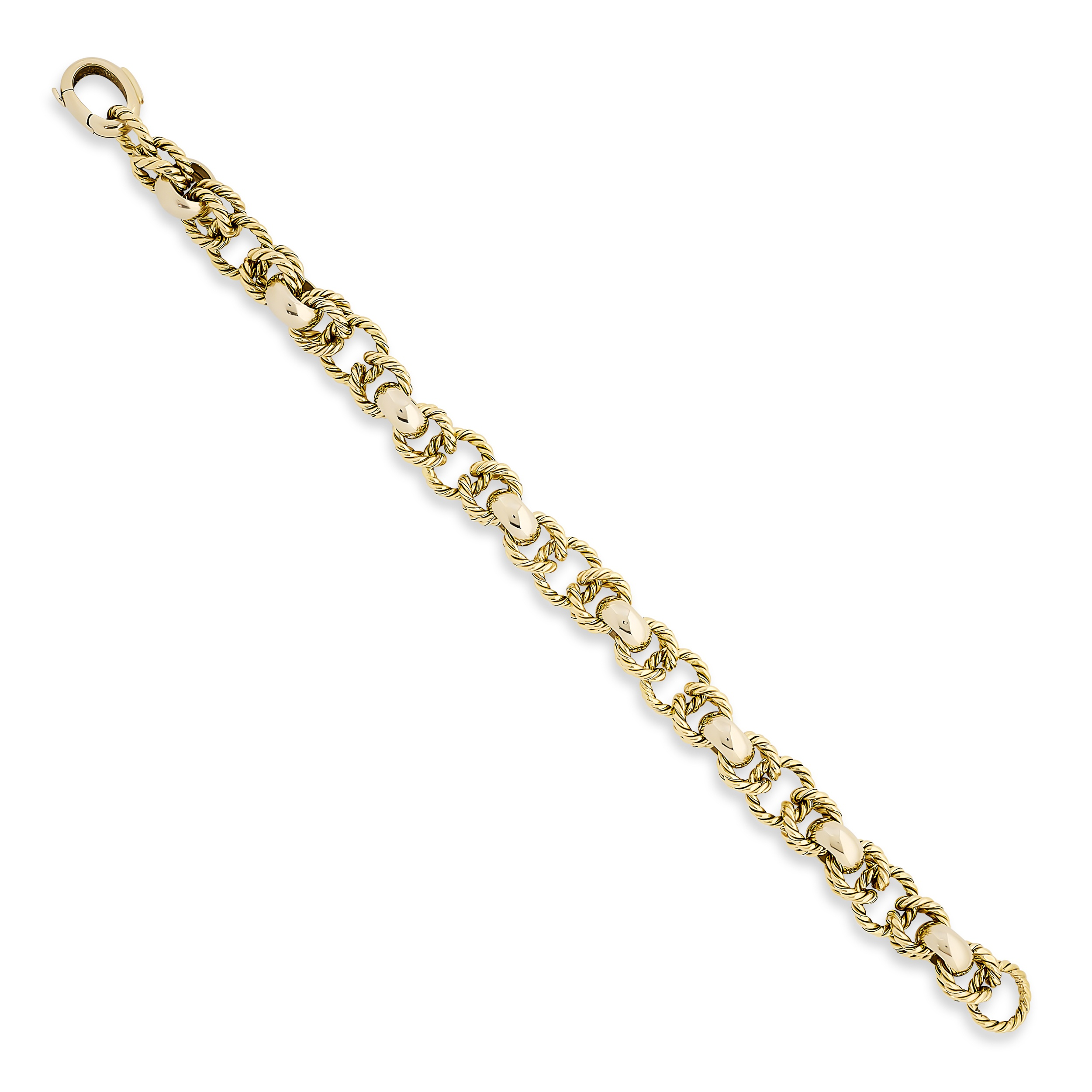 Estate 18K Yellow and White Gold Rope and Loop Link Bracelet