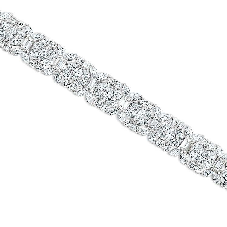 Estate Platinum Mixed Cut Diamond Bracelet