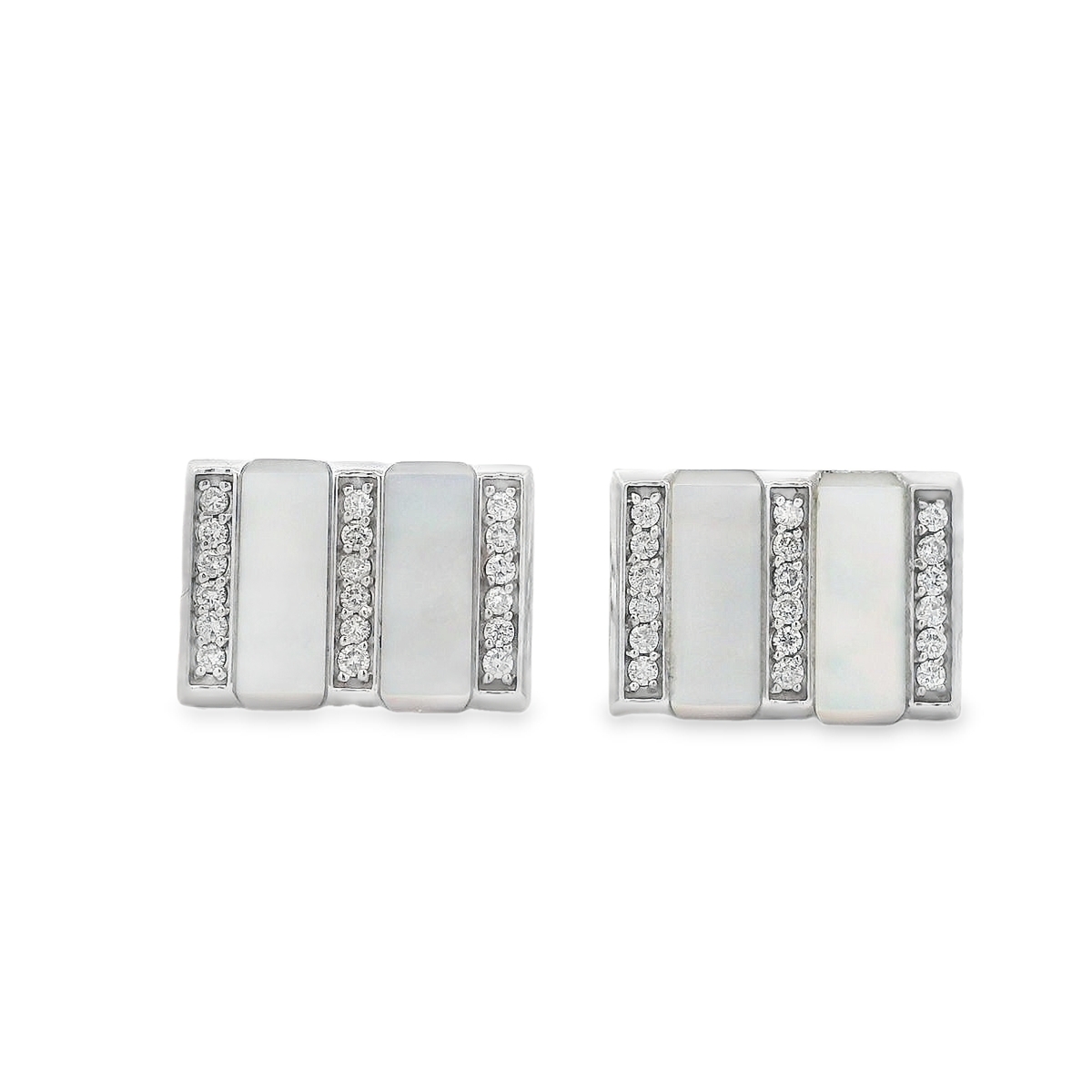 18K White Gold Mother of Pearl and Diamond Cufflinks