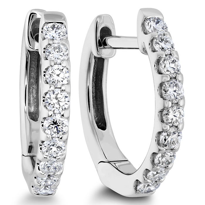 Memoire 18K White Gold Diamond Huggie Earrings