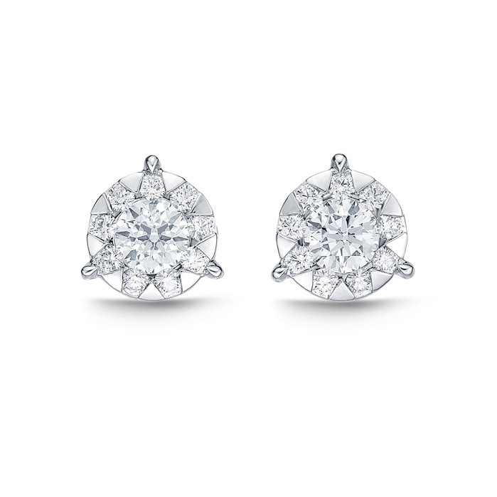 Memoire 18K White Gold Diamond Stud Earrings