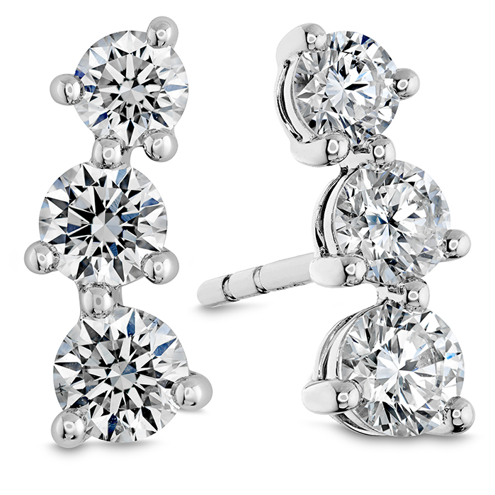 Memoire 18K White Gold Diamond Climber Earrings