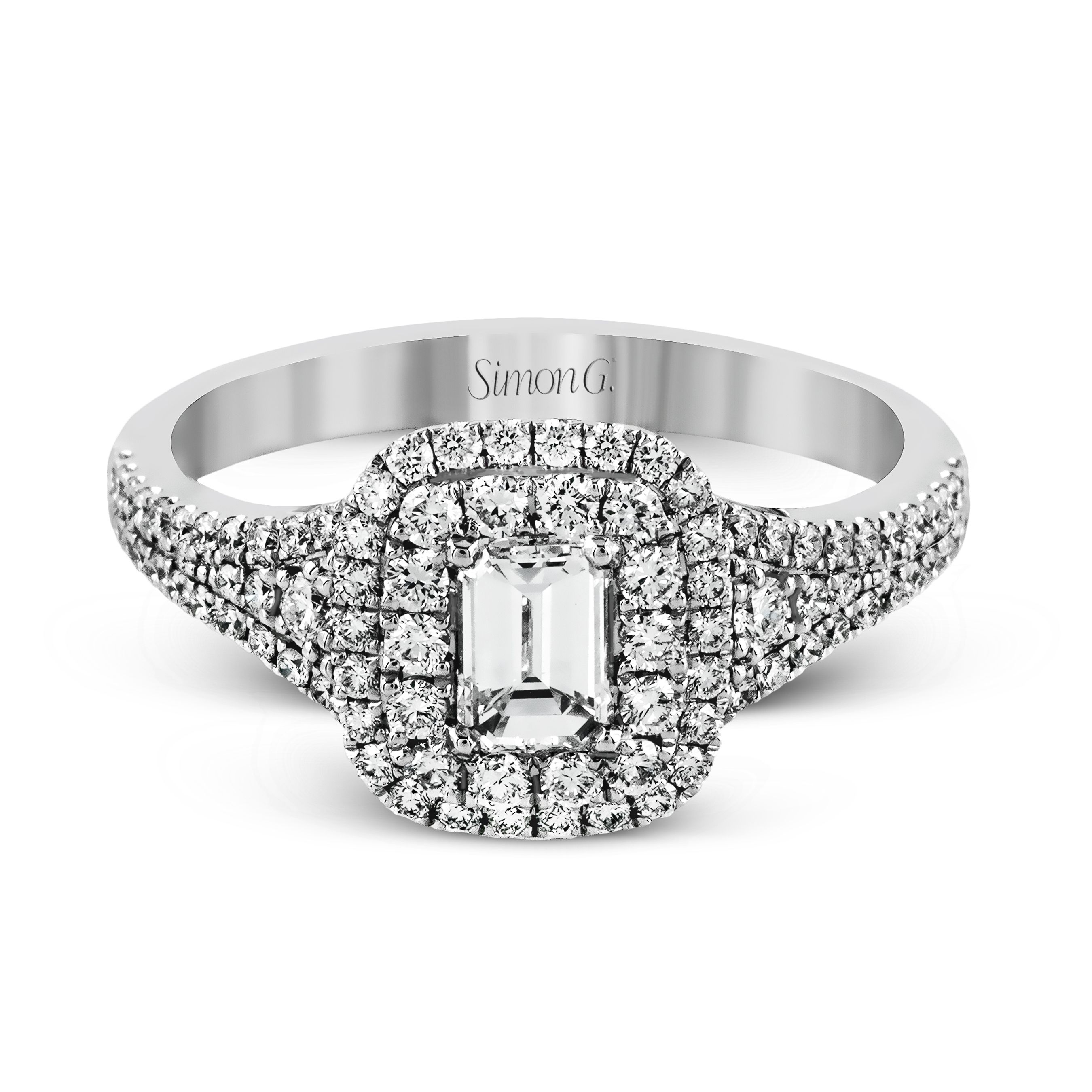 MR2274 Passion Collection Yellow Gold Emerald Cut Engagement Ring