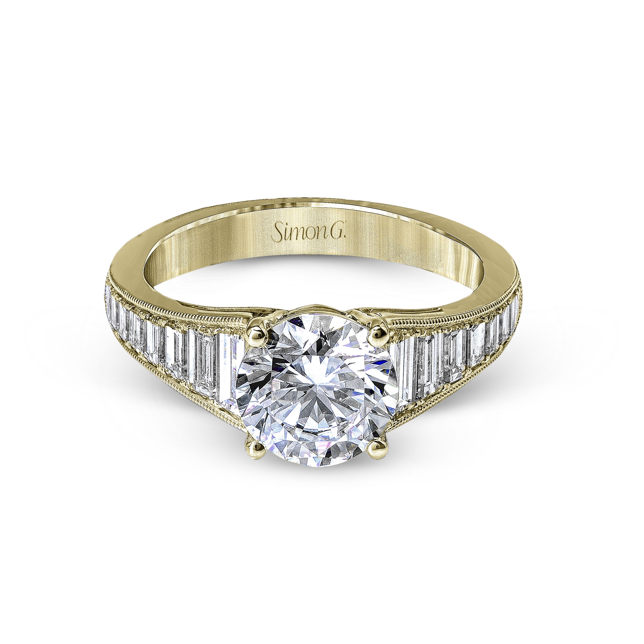 MR2358 Vintage Explorer Collection Yellow Gold Round Cut Engagement Ring