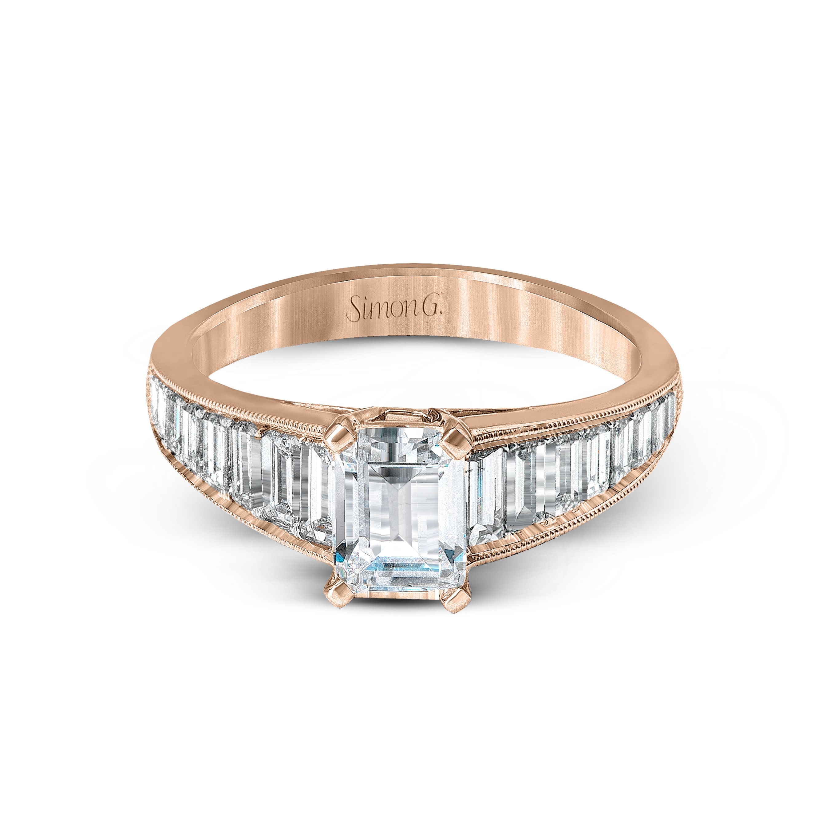MR2393 Vintage Explorer Collection Platinum Emerald Cut Engagement Ring