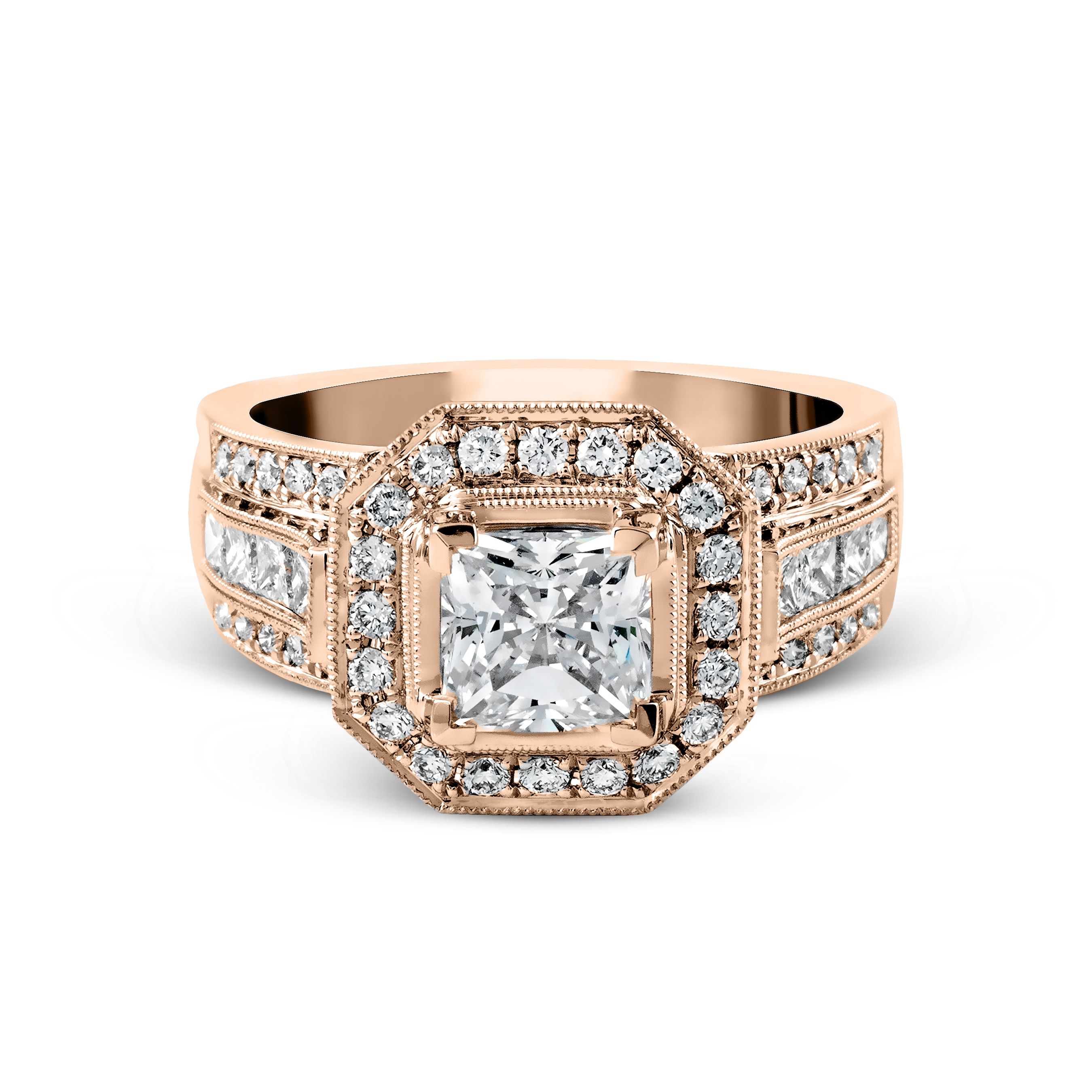 NR109-A Passion Collection Yellow Gold Princess Cut Engagement Ring