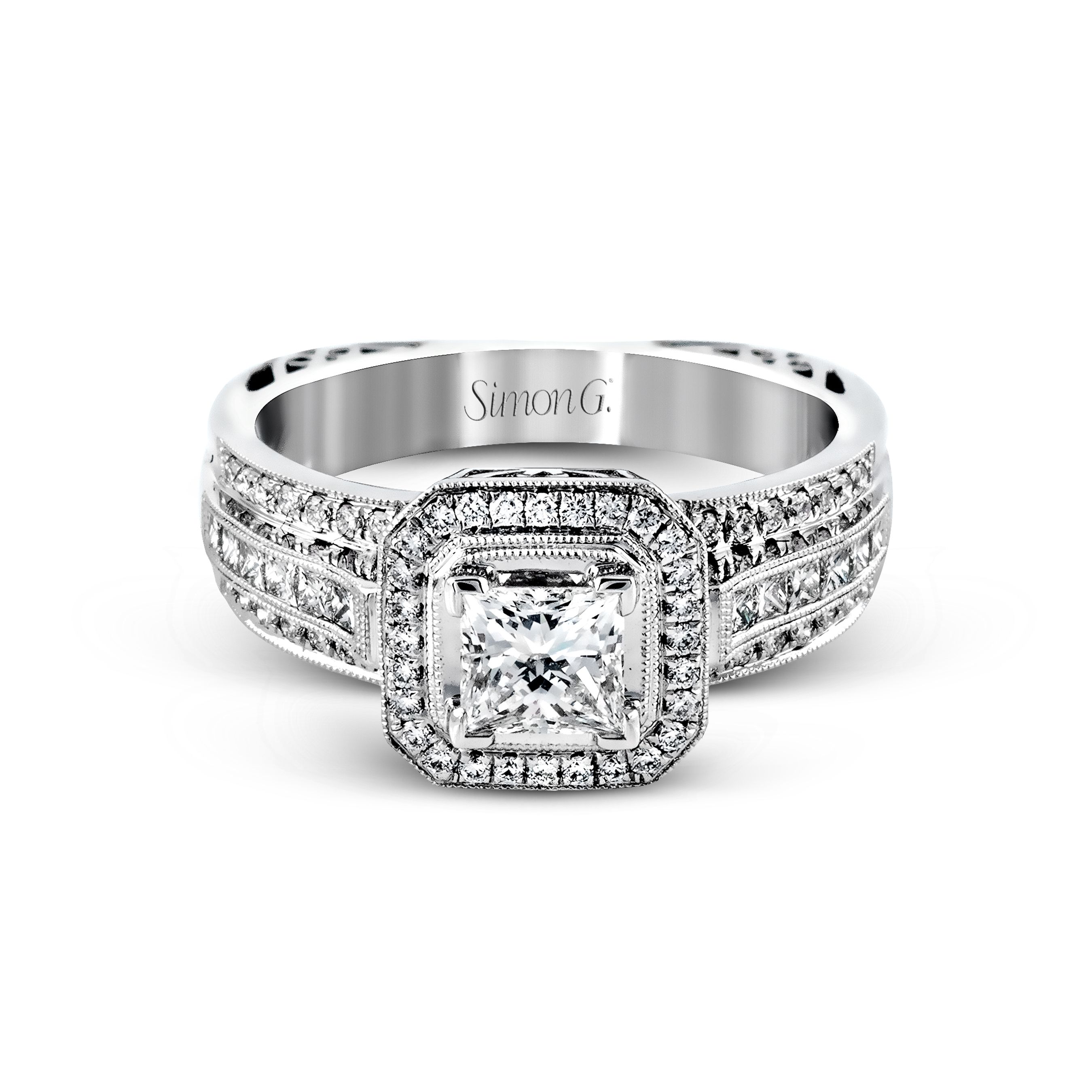 NR454 Passion Collection White Gold Princess Cut Engagement Ring