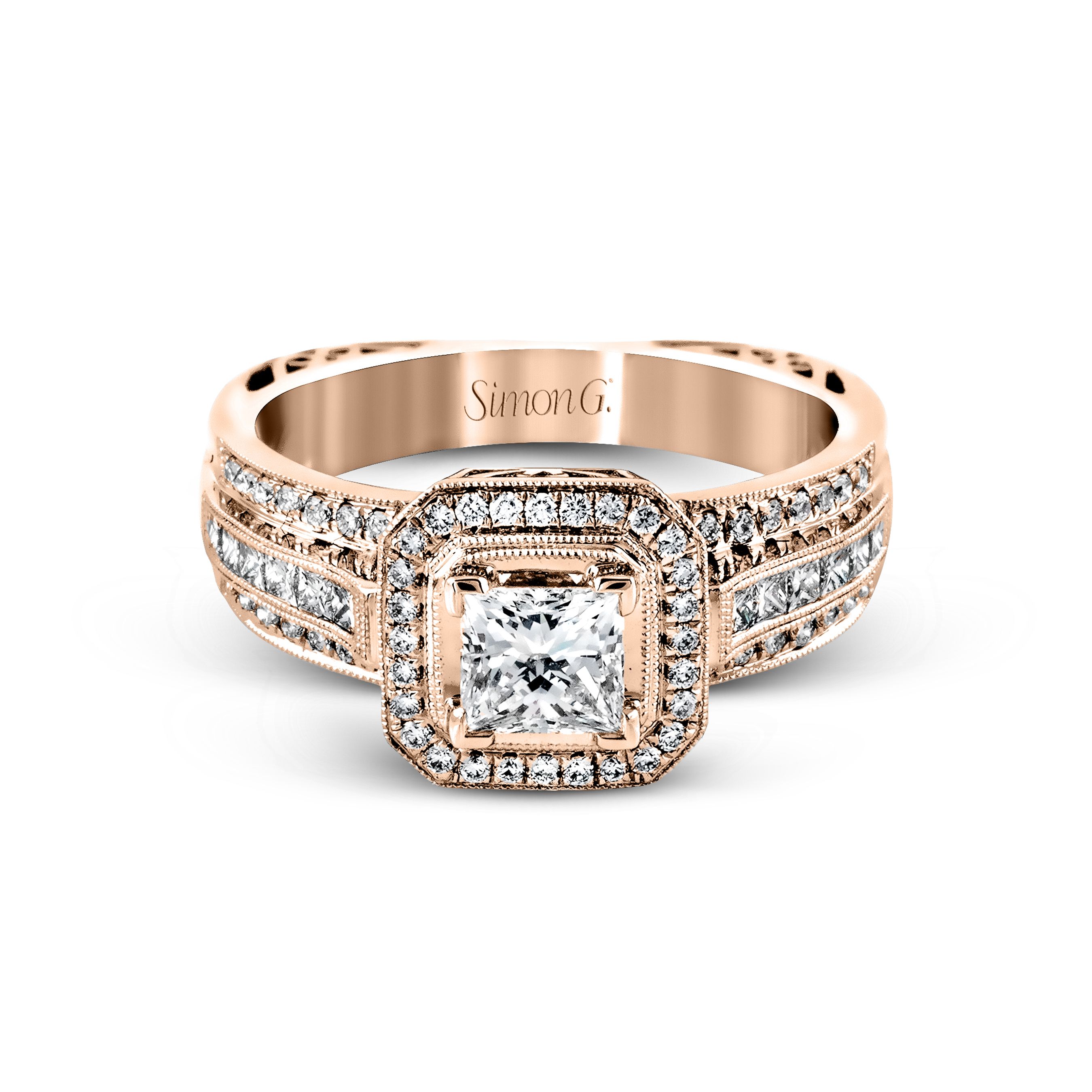NR454 Passion Collection White Gold Princess Cut Engagement Ring