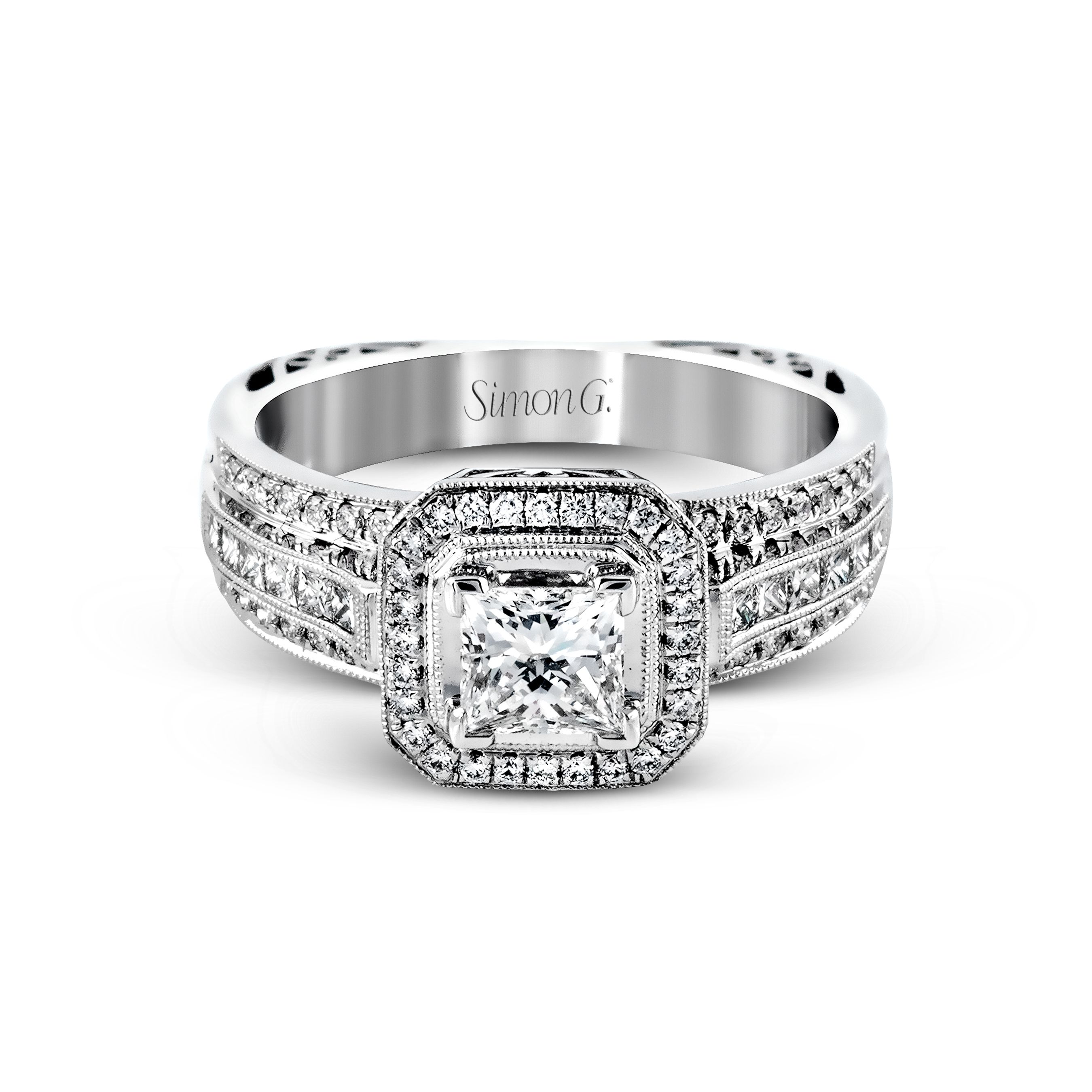 NR454 Passion Collection White Gold Princess Cut Engagement Ring